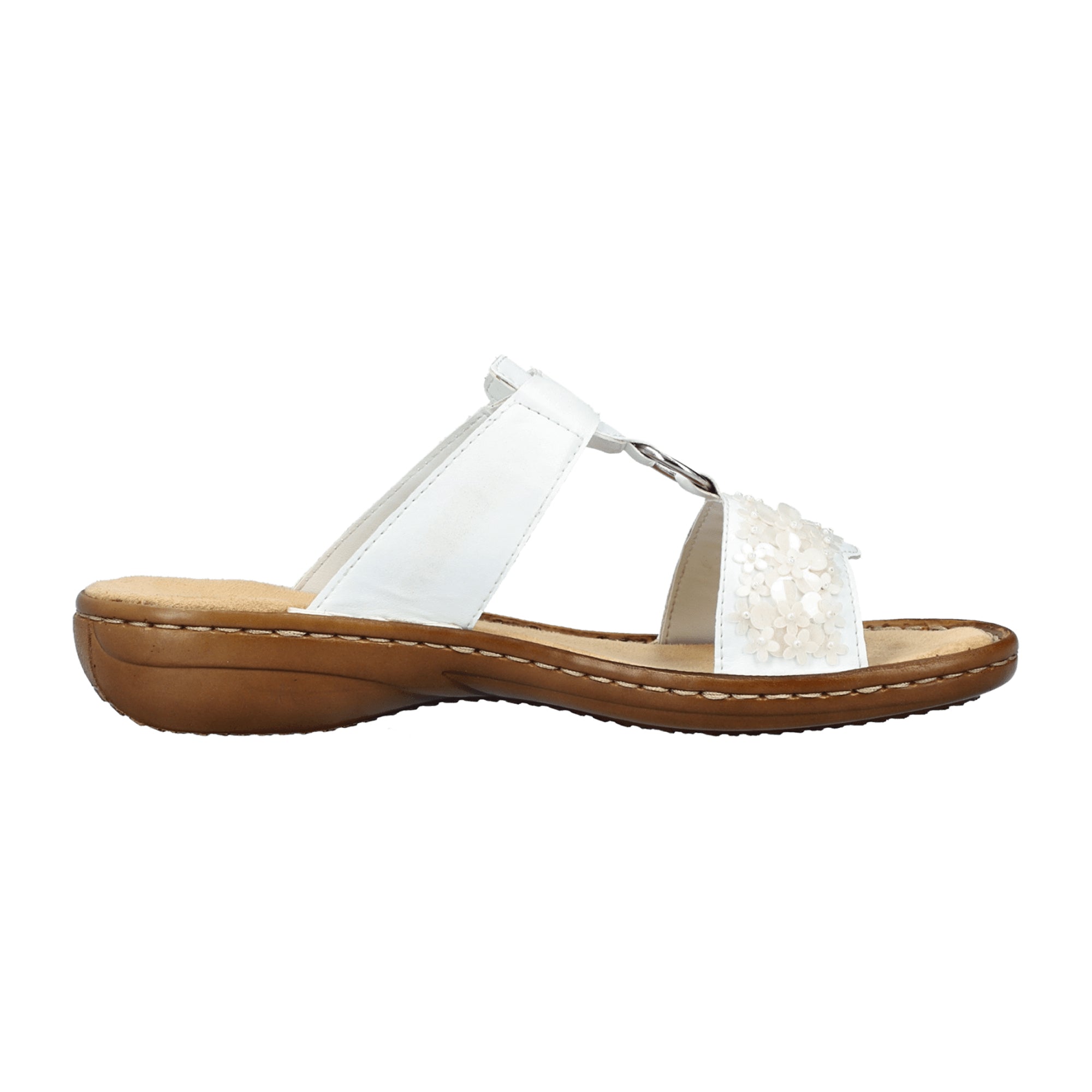 Rieker FSK Women's White Sandals Comfortable Flat Spring Summer Footwear