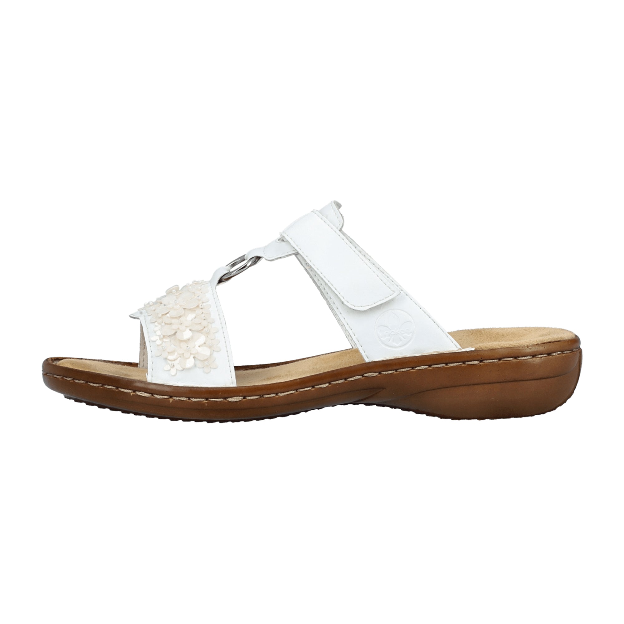 Rieker FSK Women's White Sandals Comfortable Flat Spring Summer Footwear