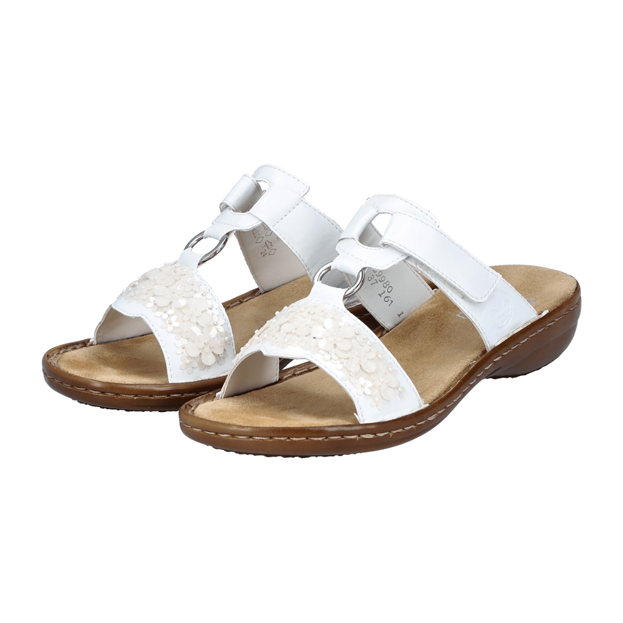 Rieker FSK Women's White Sandals Comfortable Flat Spring Summer Footwear