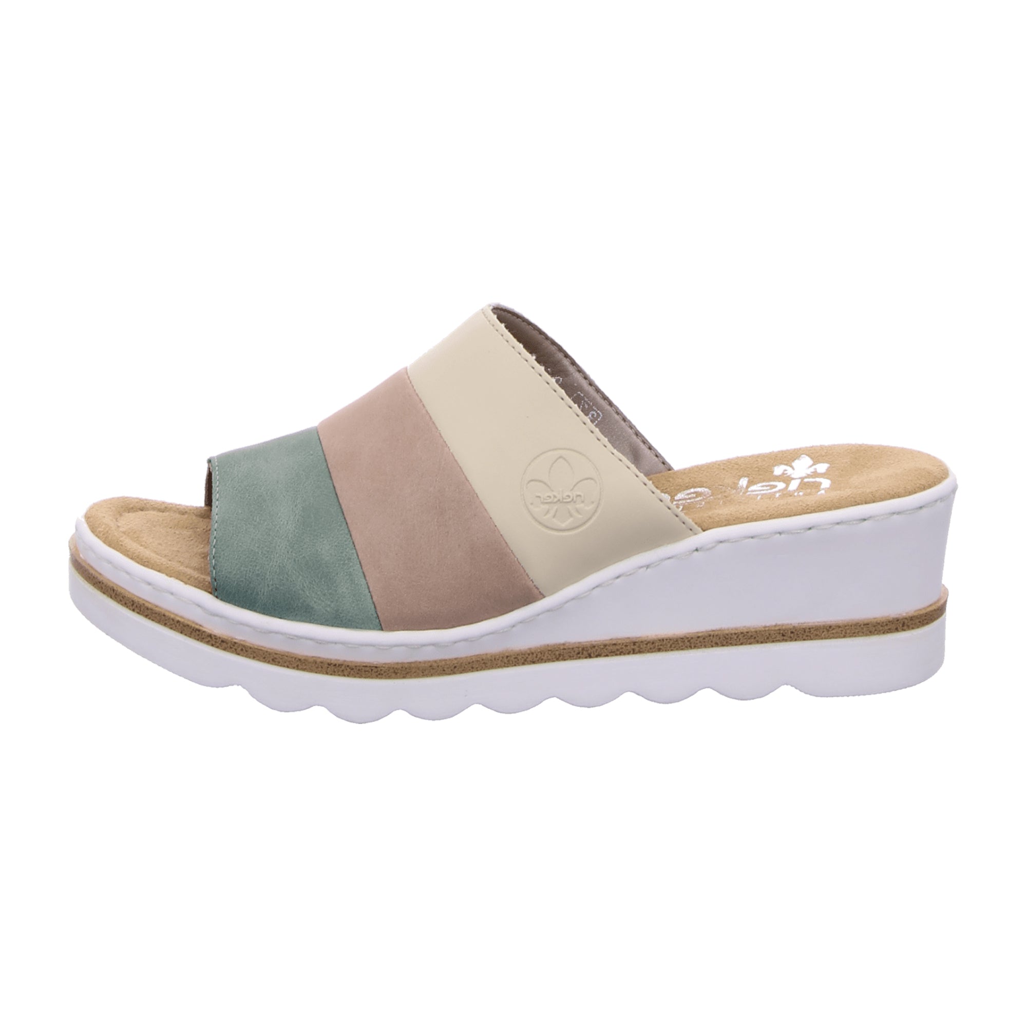 Rieker FSK Women's Green Sandals Comfortable Wedge Heel for Spring Summer