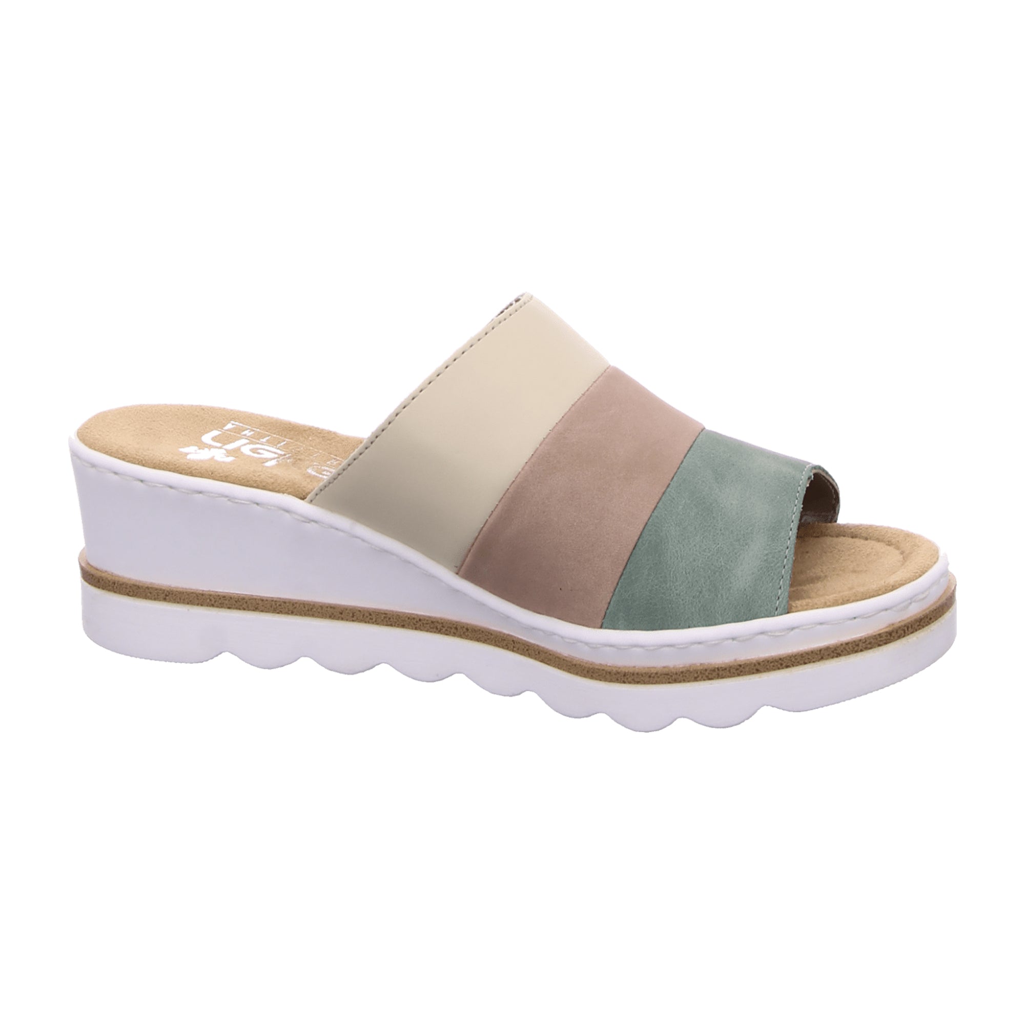Rieker FSK Women's Green Sandals Comfortable Wedge Heel for Spring Summer