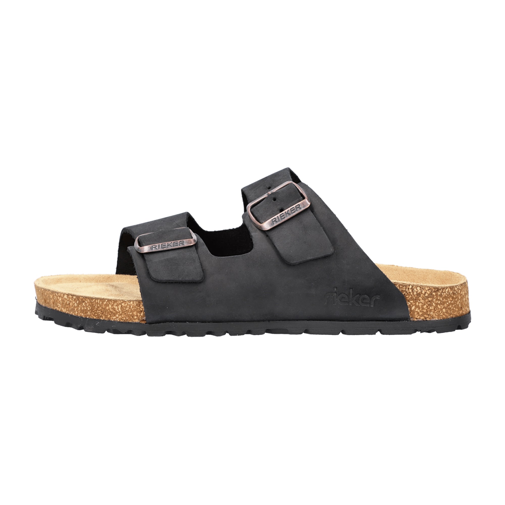 Rieker Men's Black Sandals, Comfortable Synthetic Slip-On with Buckle Closure