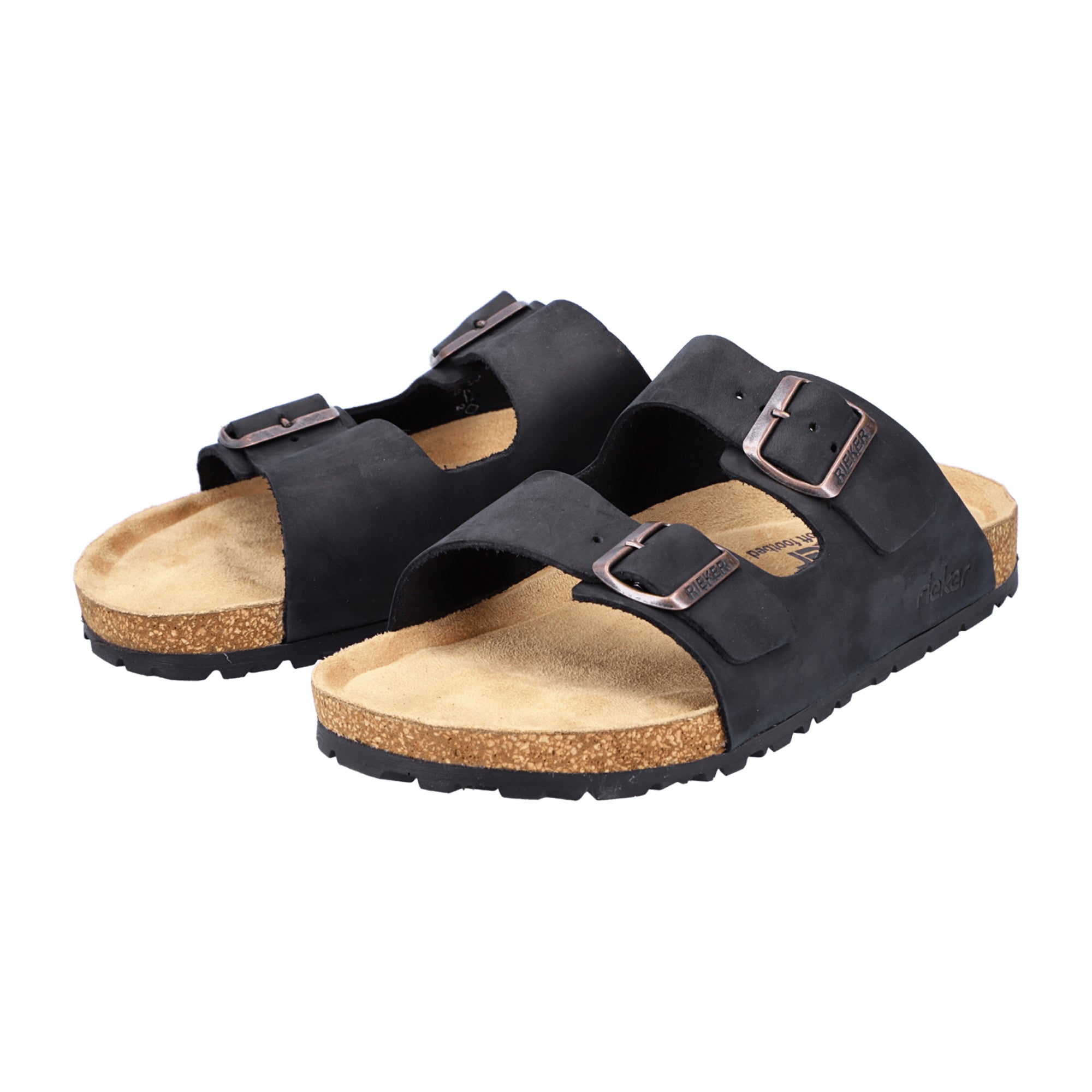 Rieker Men's Black Sandals, Comfortable Synthetic Slip-On with Buckle Closure