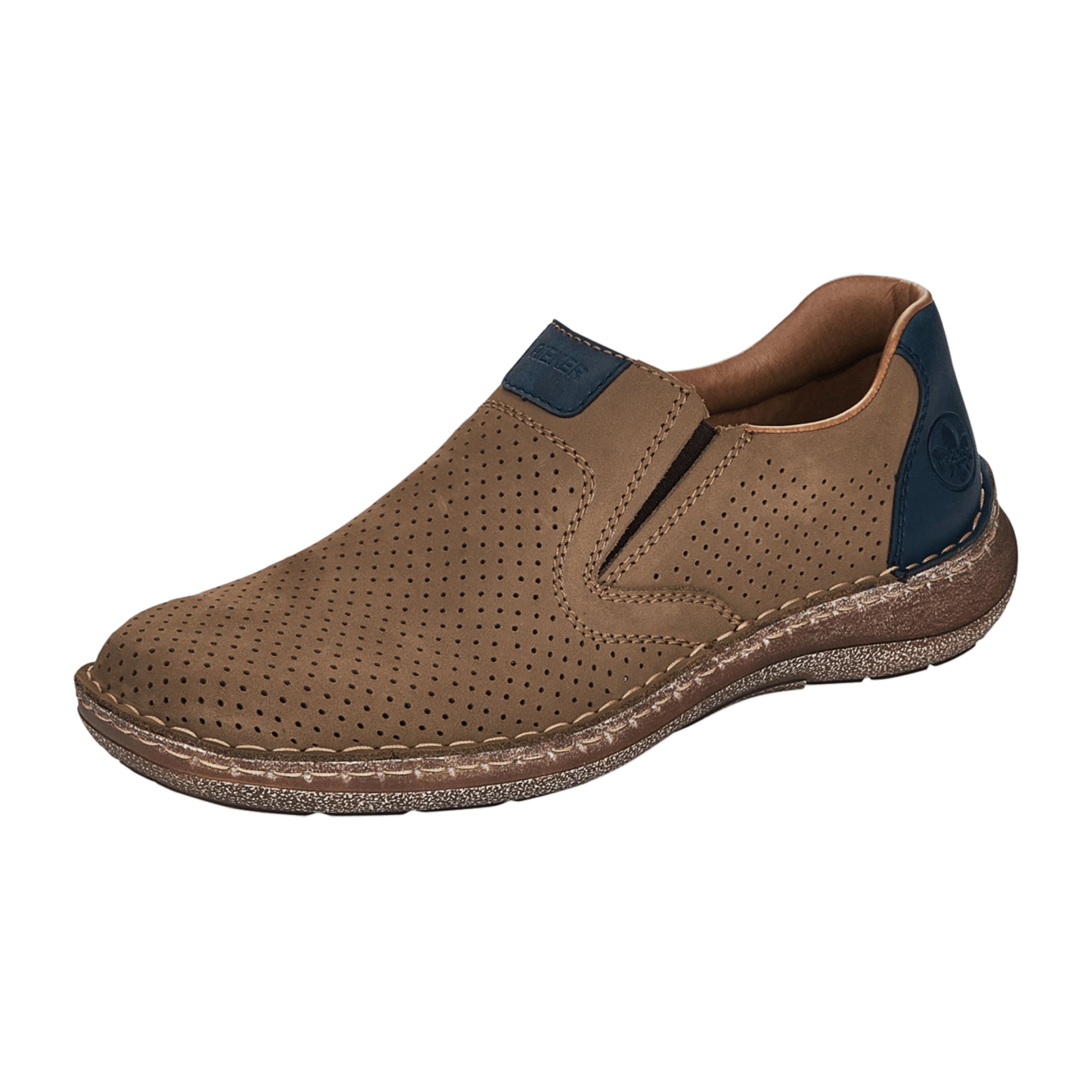 Rieker Men's Brown Slip-On Shoes Comfortable Shock Absorbing Lightweight Sole