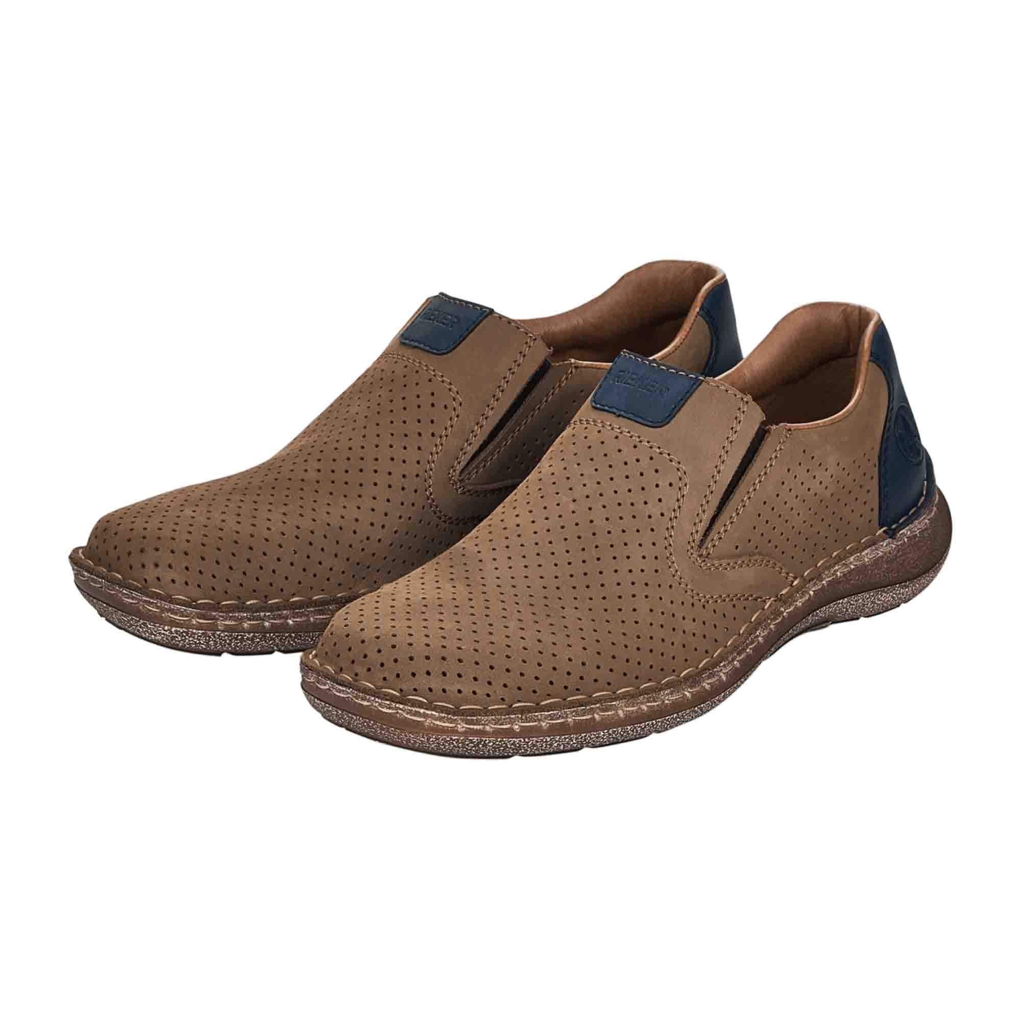 Rieker Men's Brown Slip-On Shoes Comfortable Shock Absorbing Lightweight Sole