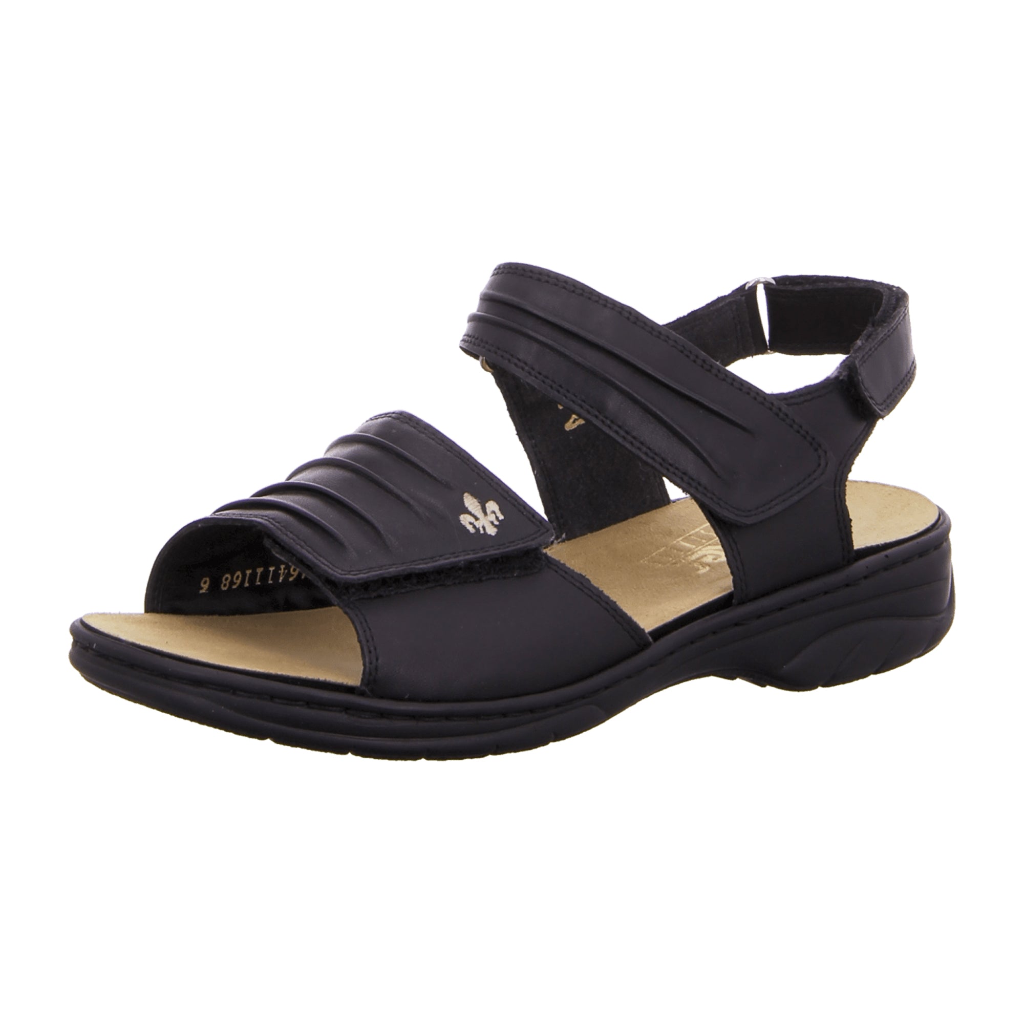 Rieker Komfort Sandalette Damen Schwarz Glattleder Klettverschluss Bequeme Schuhe