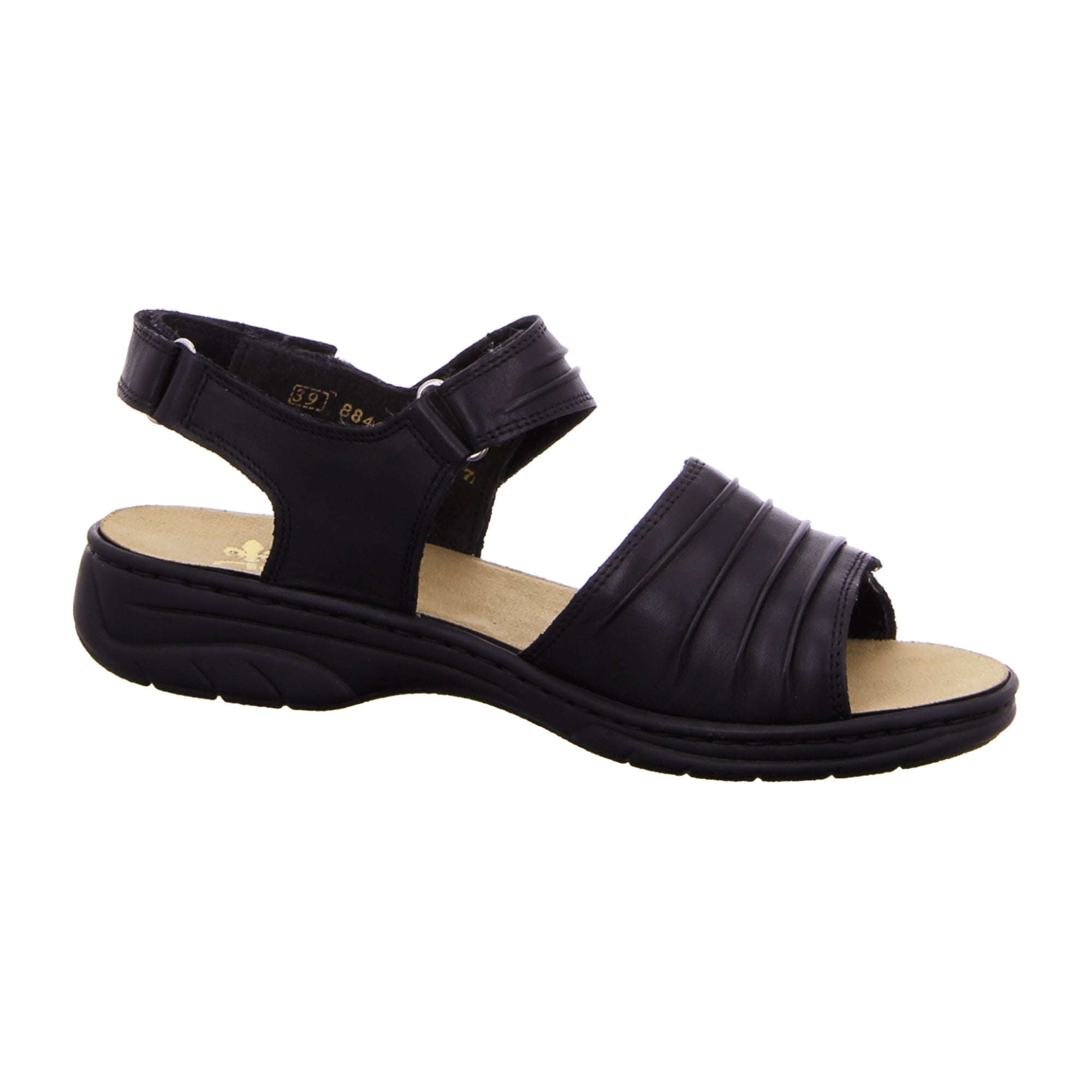 Rieker Komfort Sandalette Damen Schwarz Glattleder Klettverschluss Bequeme Schuhe