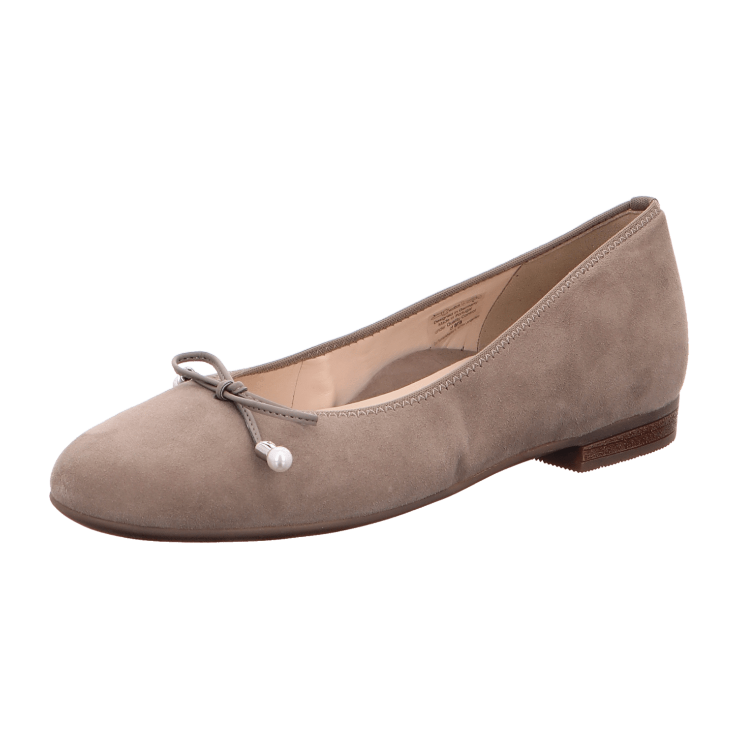 ARA SARDINIA Women's Suede Ballet Flats in Beige with Round Toe and Leather Lining