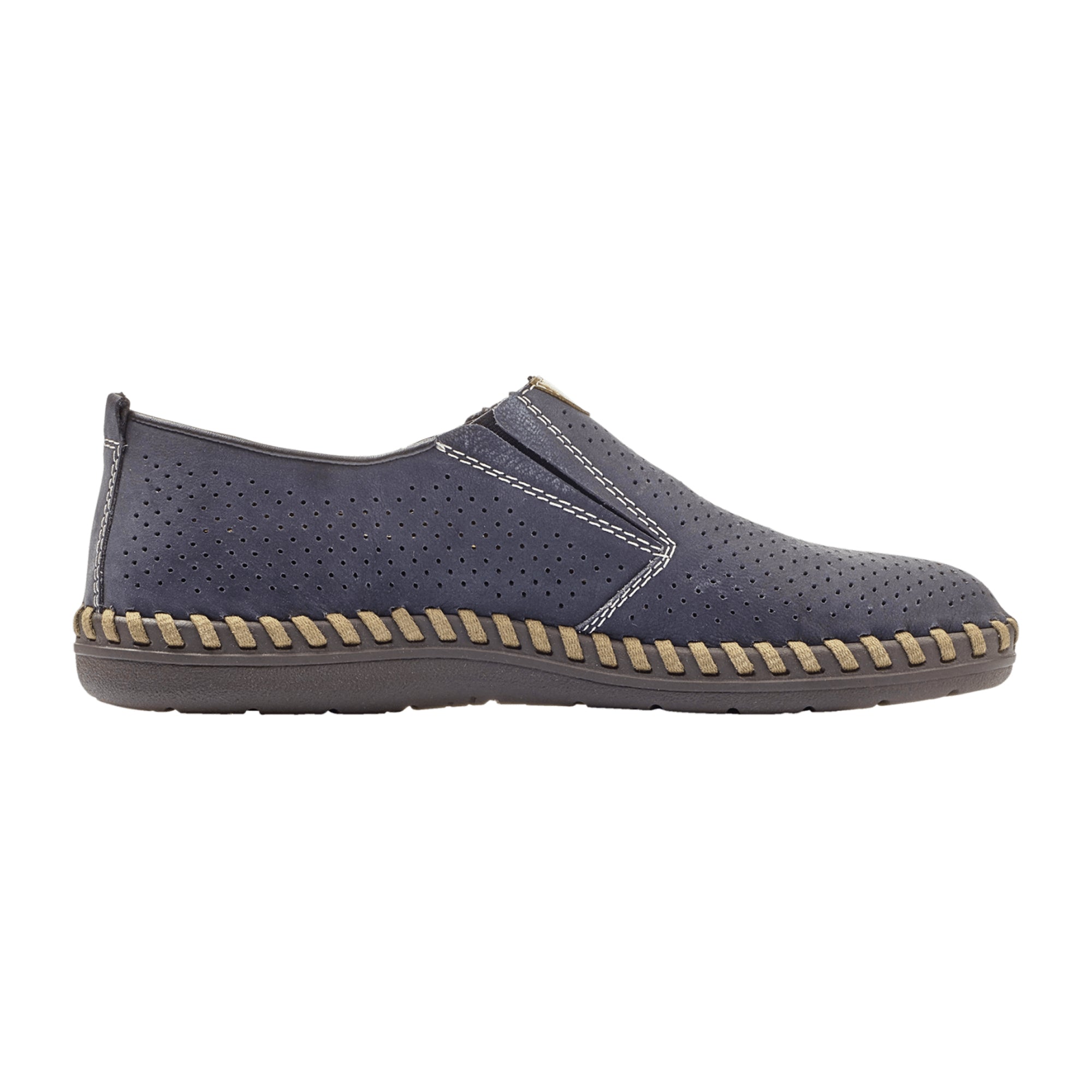 Rieker Comfortable Blue Men's Slip-On Shoes with Shock Absorbing Sole