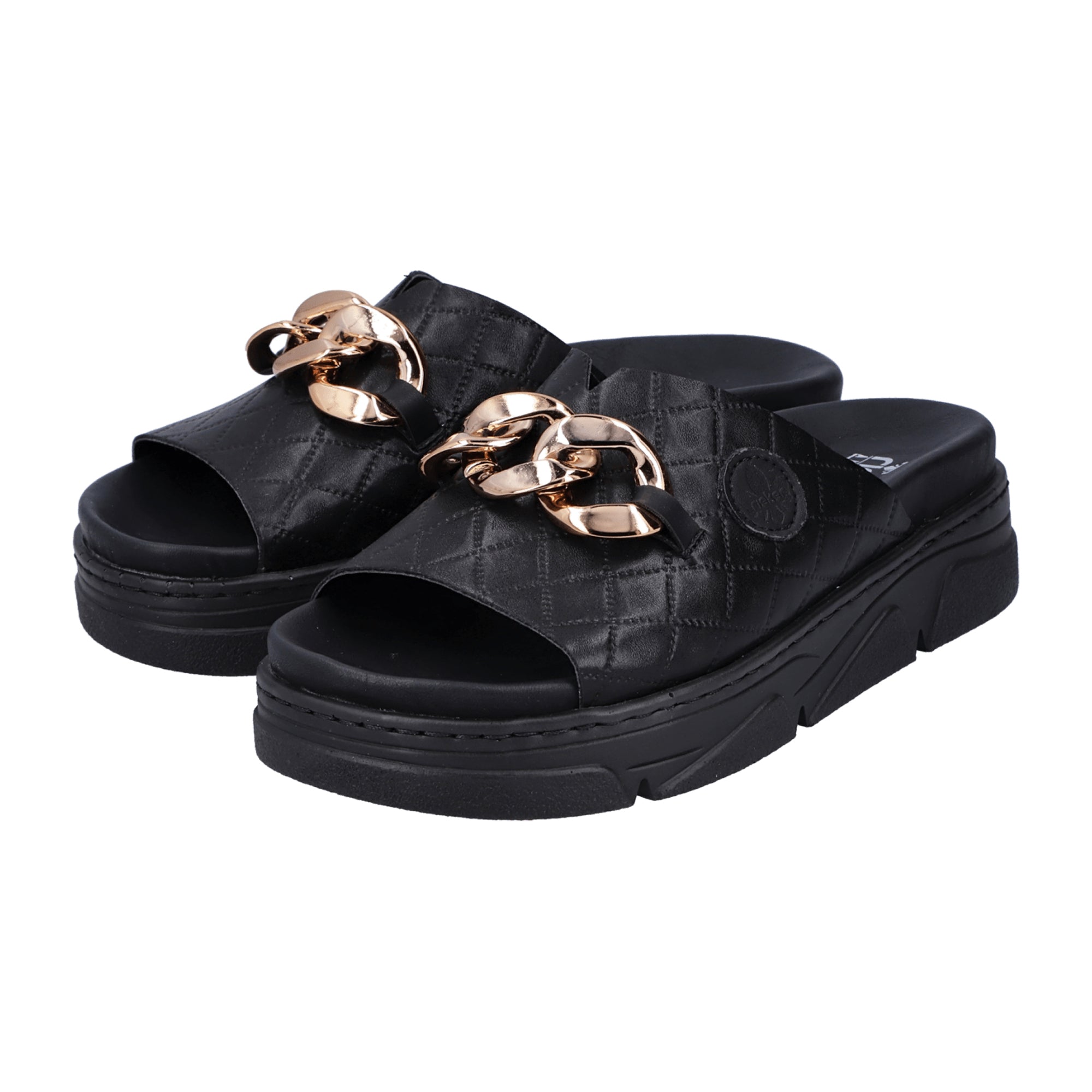 Rieker FSK Women's Black Sandals Slip-On Synthetic Leather Spring Summer Shoes