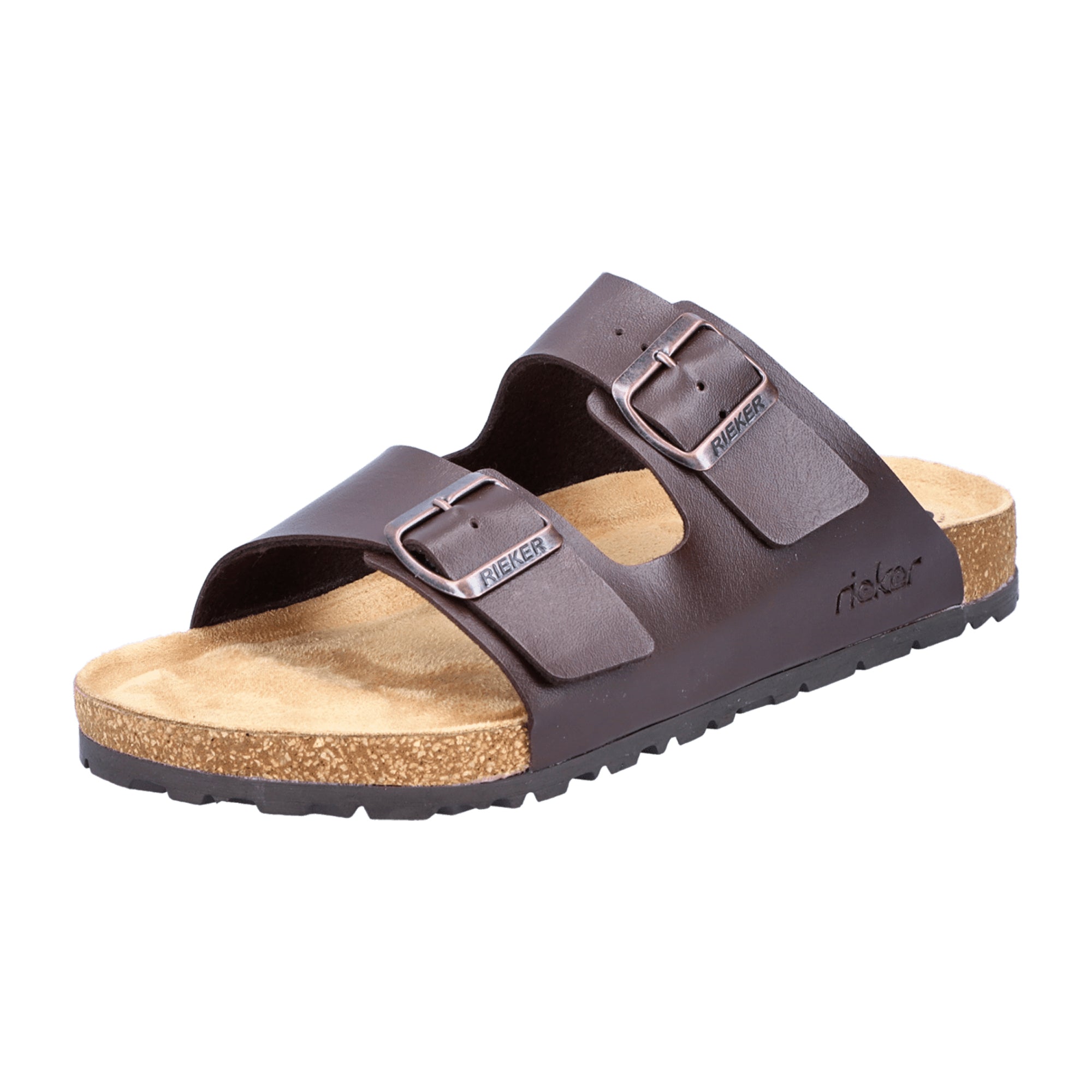 Rieker Men's Brown Slip-On Sandals with Buckle and Cushioned Sole