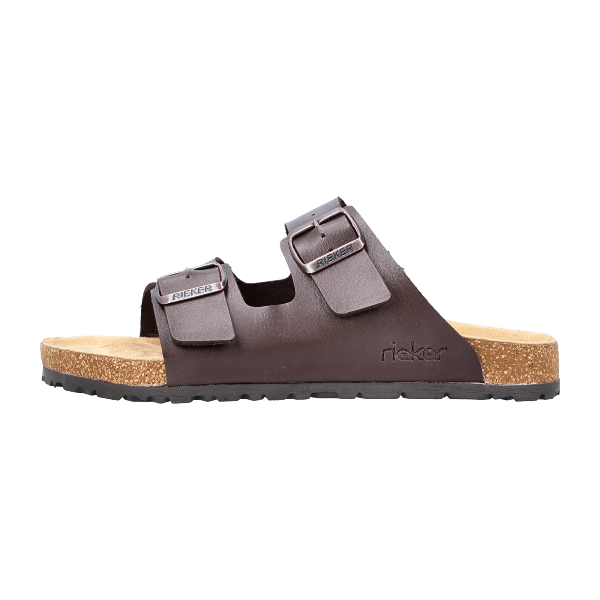 Rieker Men's Brown Slip-On Sandals with Buckle and Cushioned Sole
