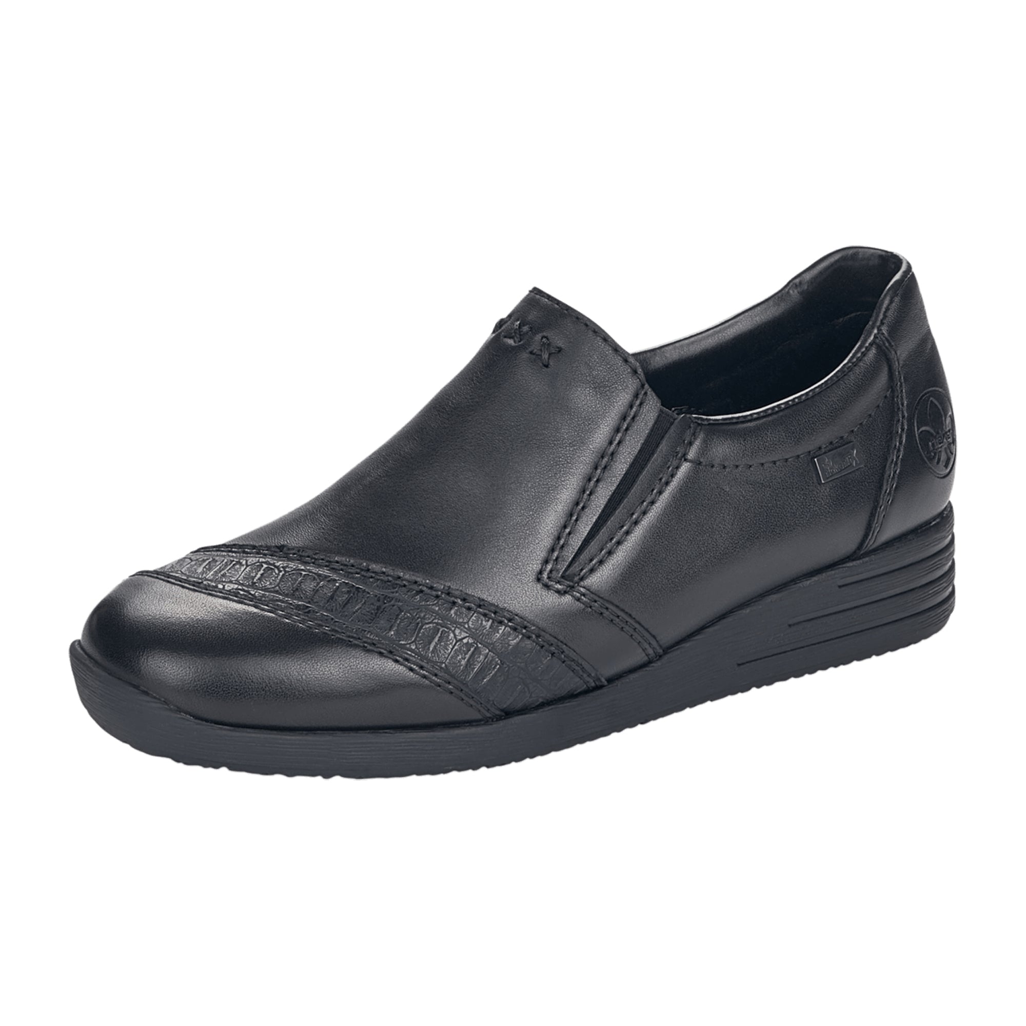 Rieker Women's Black Comfort Slip-On Shoes Leather Upper 58462-00