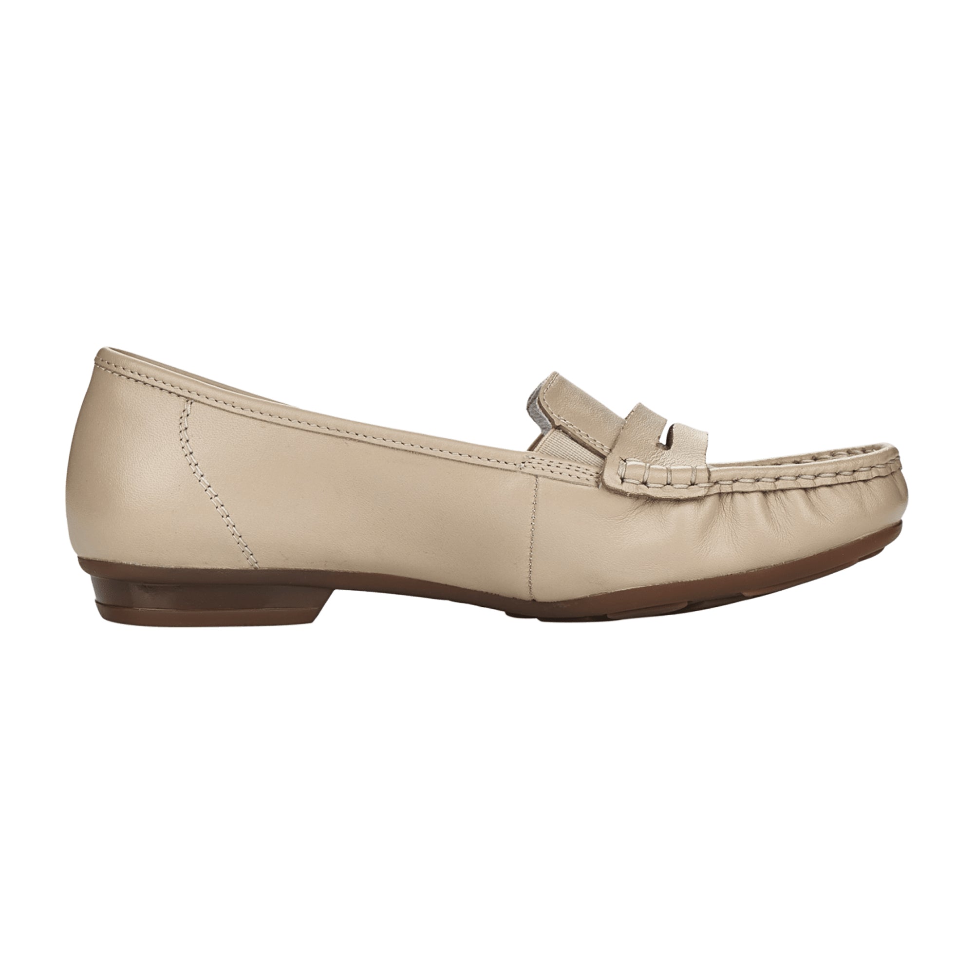 Rieker Comfortable Women's Slip-On Beige Leather Shoes with Soft Insole