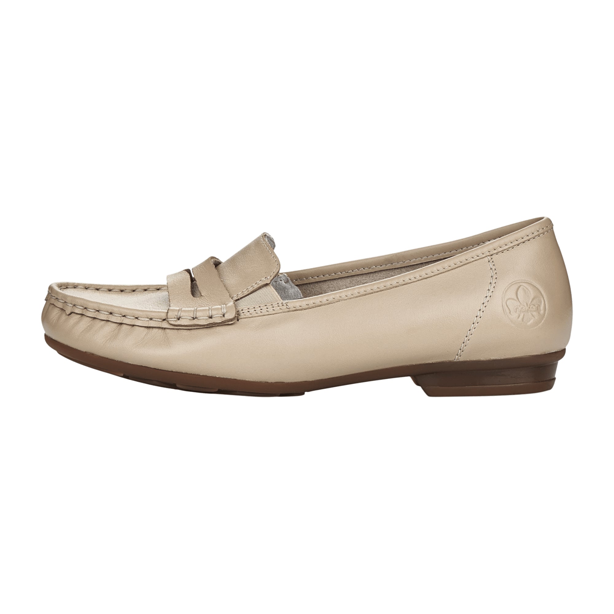 Rieker Comfortable Women's Slip-On Beige Leather Shoes with Soft Insole