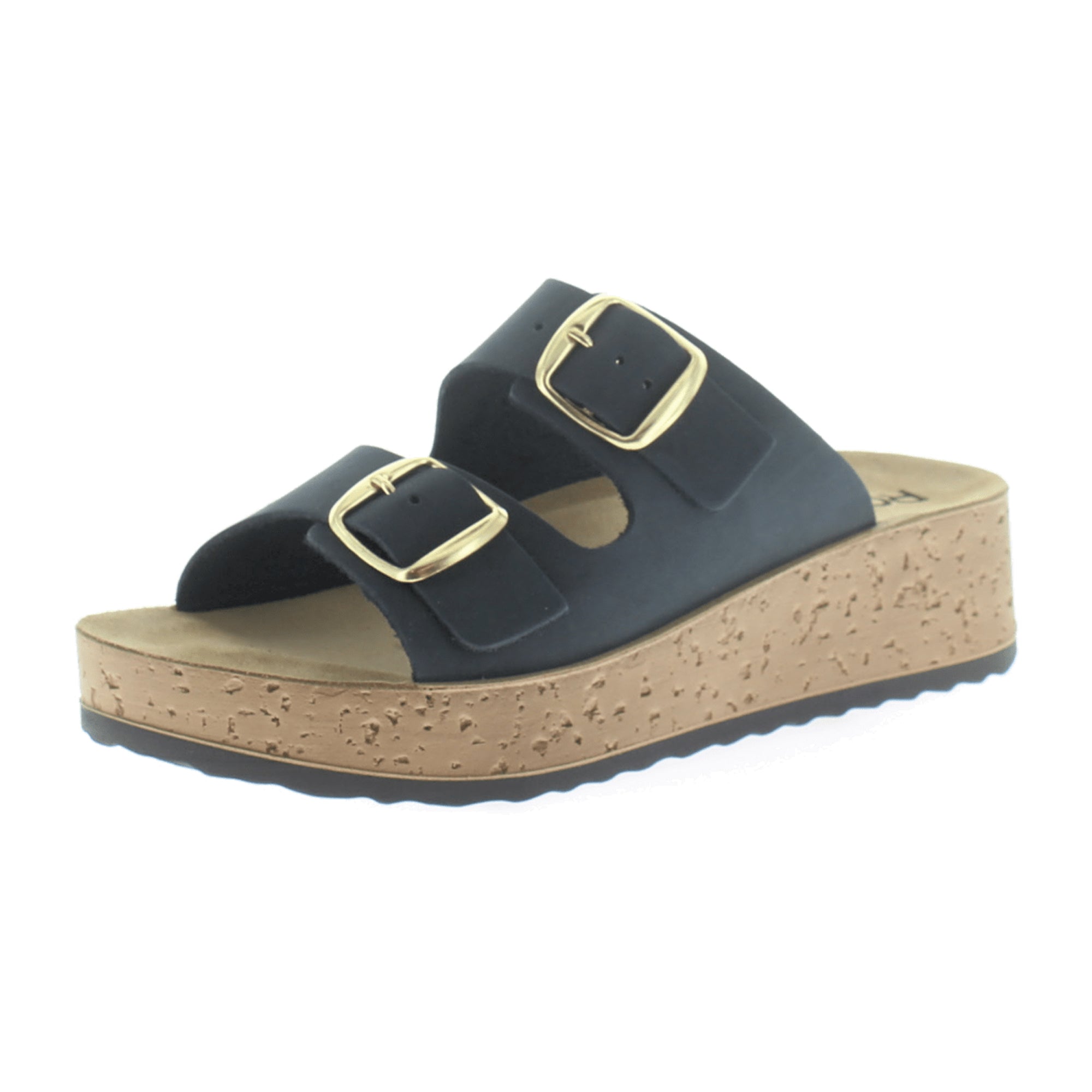 Rohde Comfortable Women's Blue Nubuck Leather Sandals with Wedge Heel