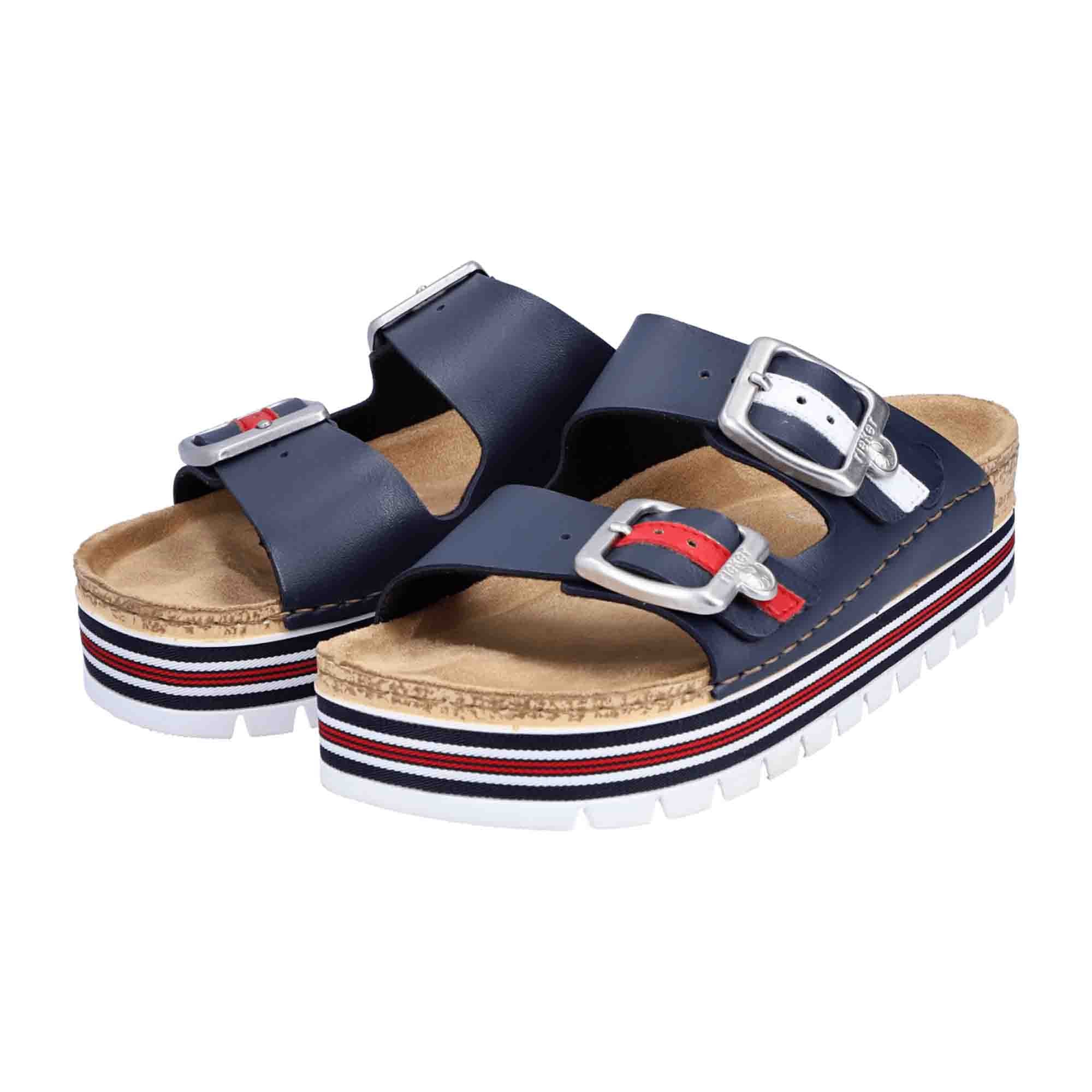 Rieker Women's Blue Sandals Comfortable Summer Shoes with Buckle Closure