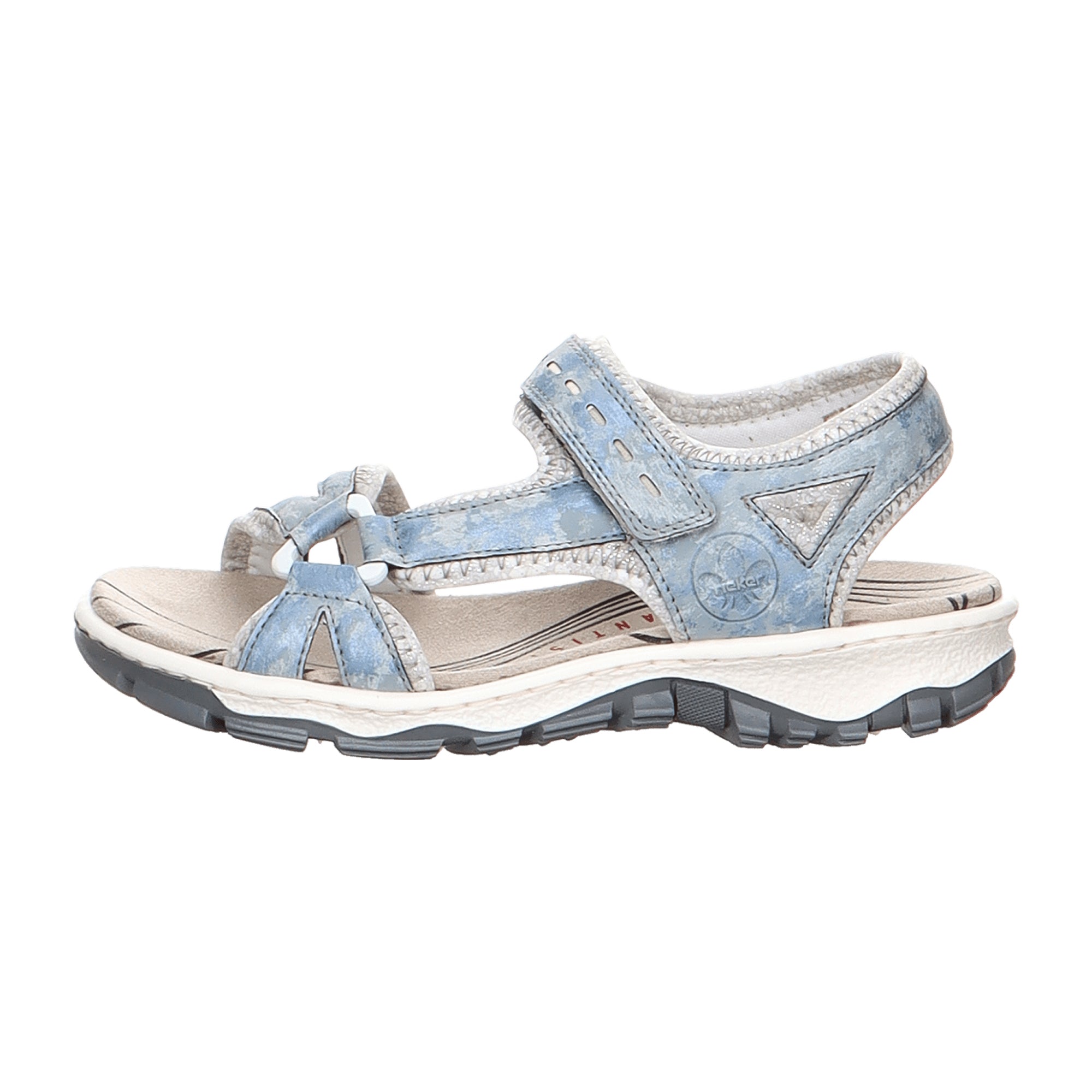 Rieker Women's Blue Antistress Trekking Sandals with Adjustable Straps