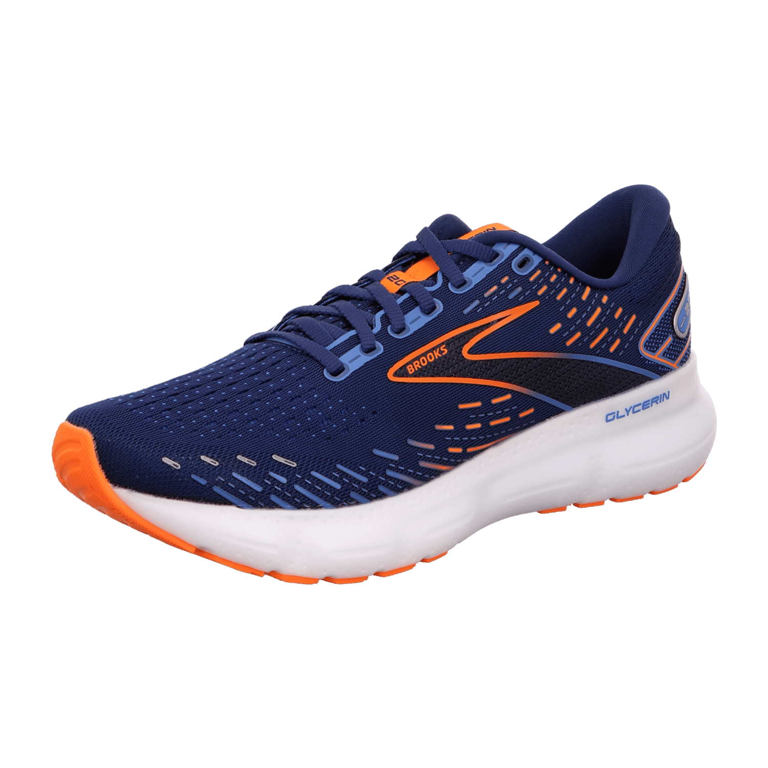 Brooks Glycerin 20 Men Blue Running Shoes Leather Textile