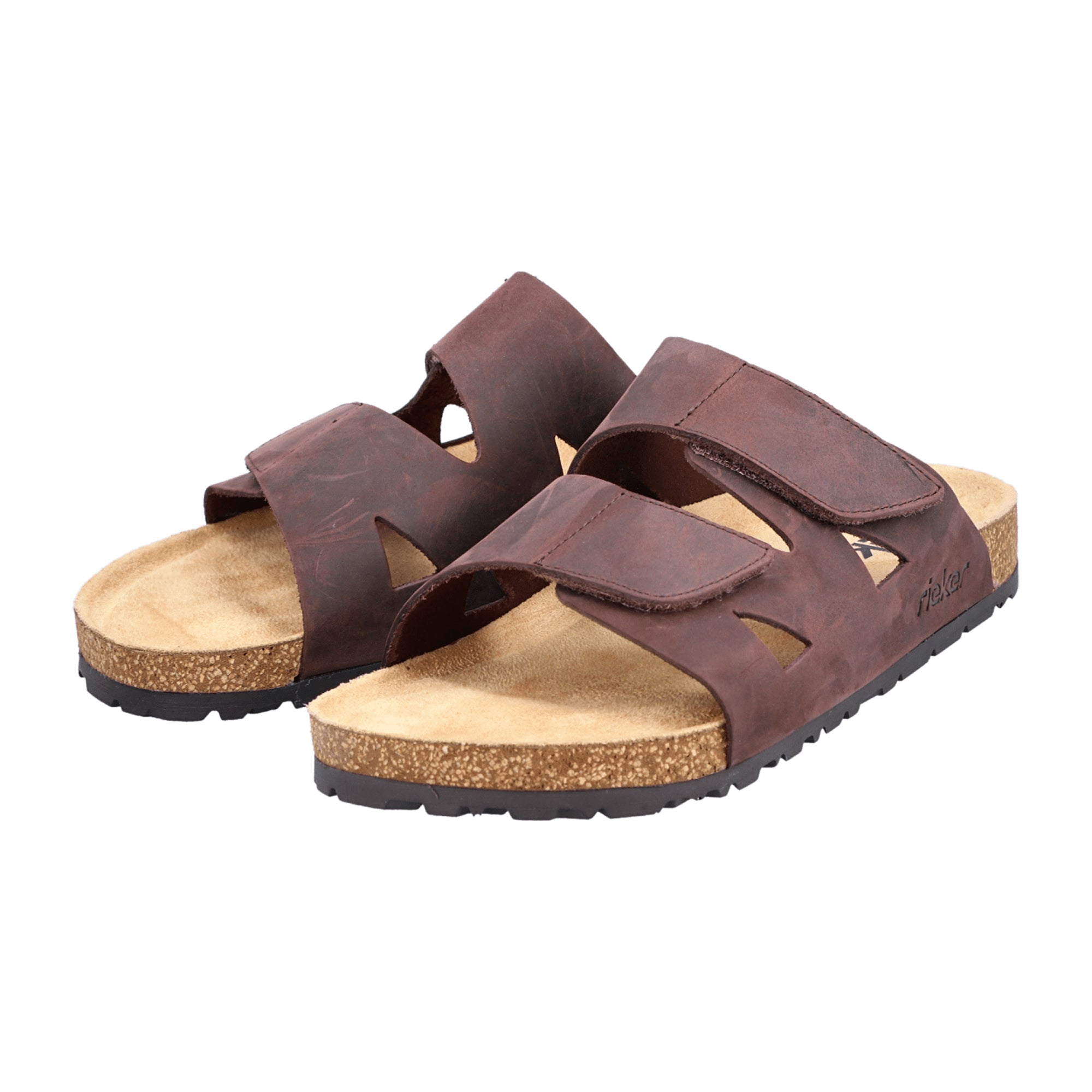 Rieker 22150 Brown Slip-On Sandals Synthetic Upper Textile Lining Spring Summer