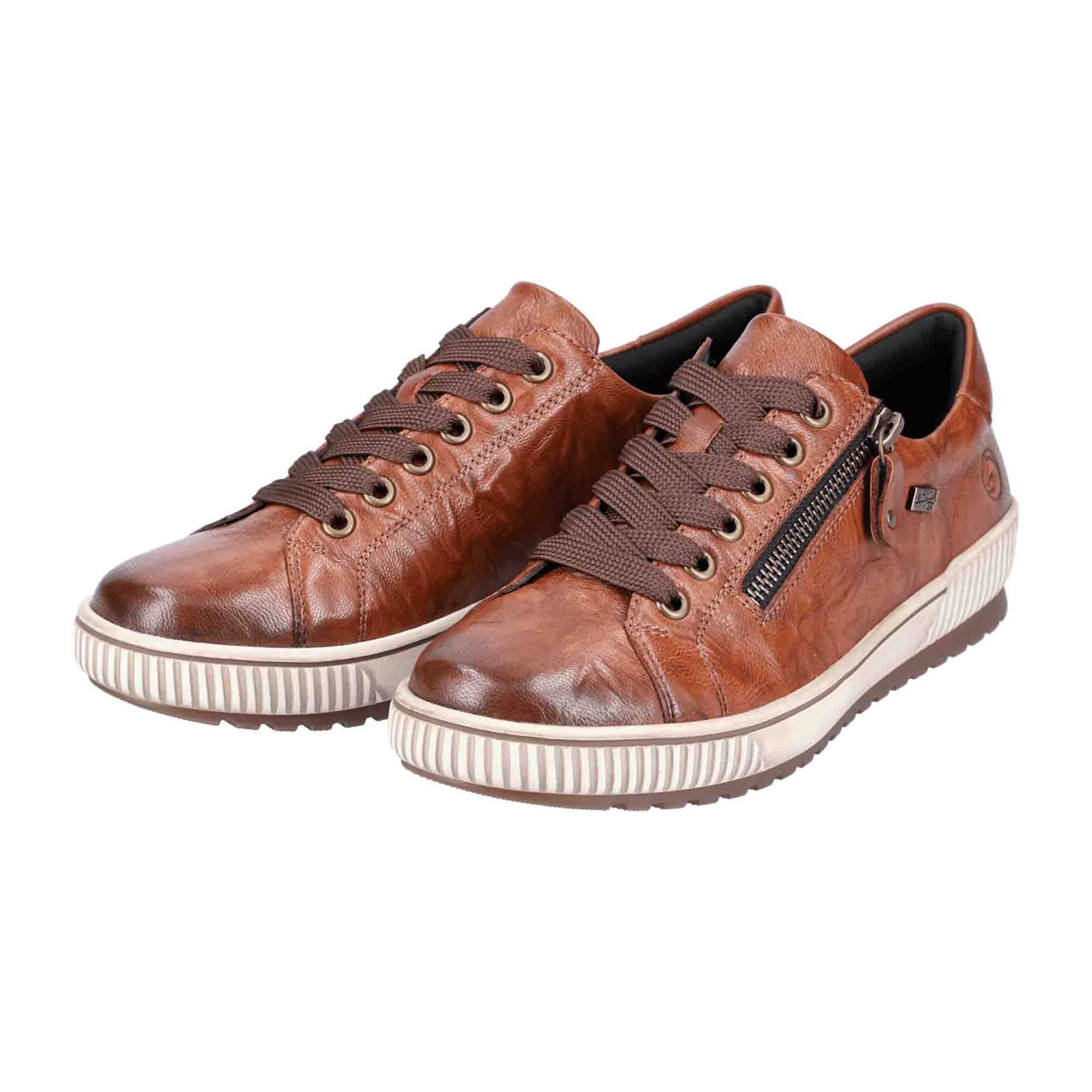 Remonte Brown Comfort Lace-Up Shoes for Women Extra Wide Water-Resistant Leather