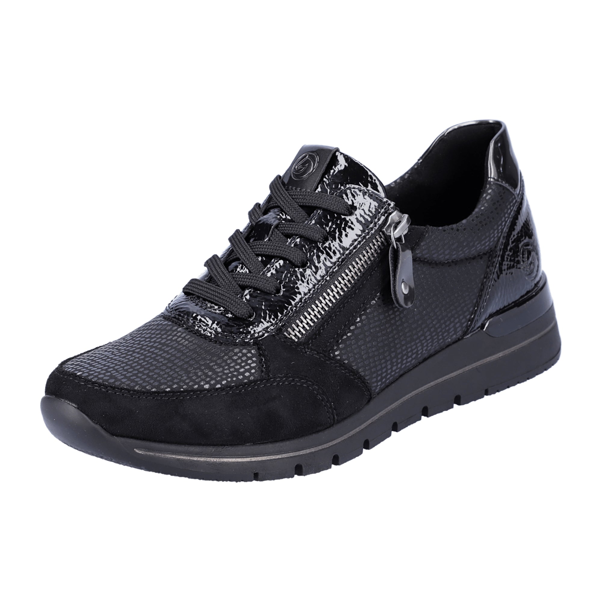Remonte Women's Black Comfort Lace-Up Shoes Extra Wide Fit with Zipper