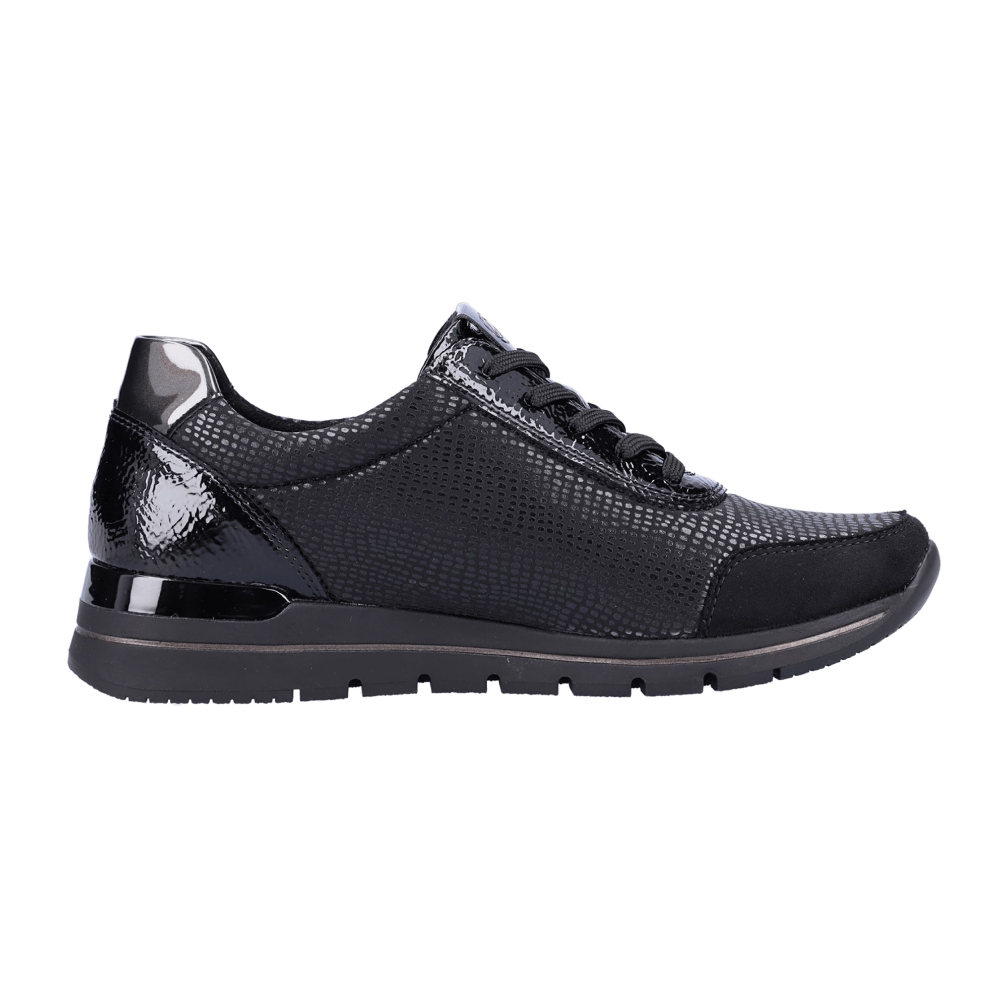 Remonte Women's Black Comfort Lace-Up Shoes Extra Wide Fit with Zipper