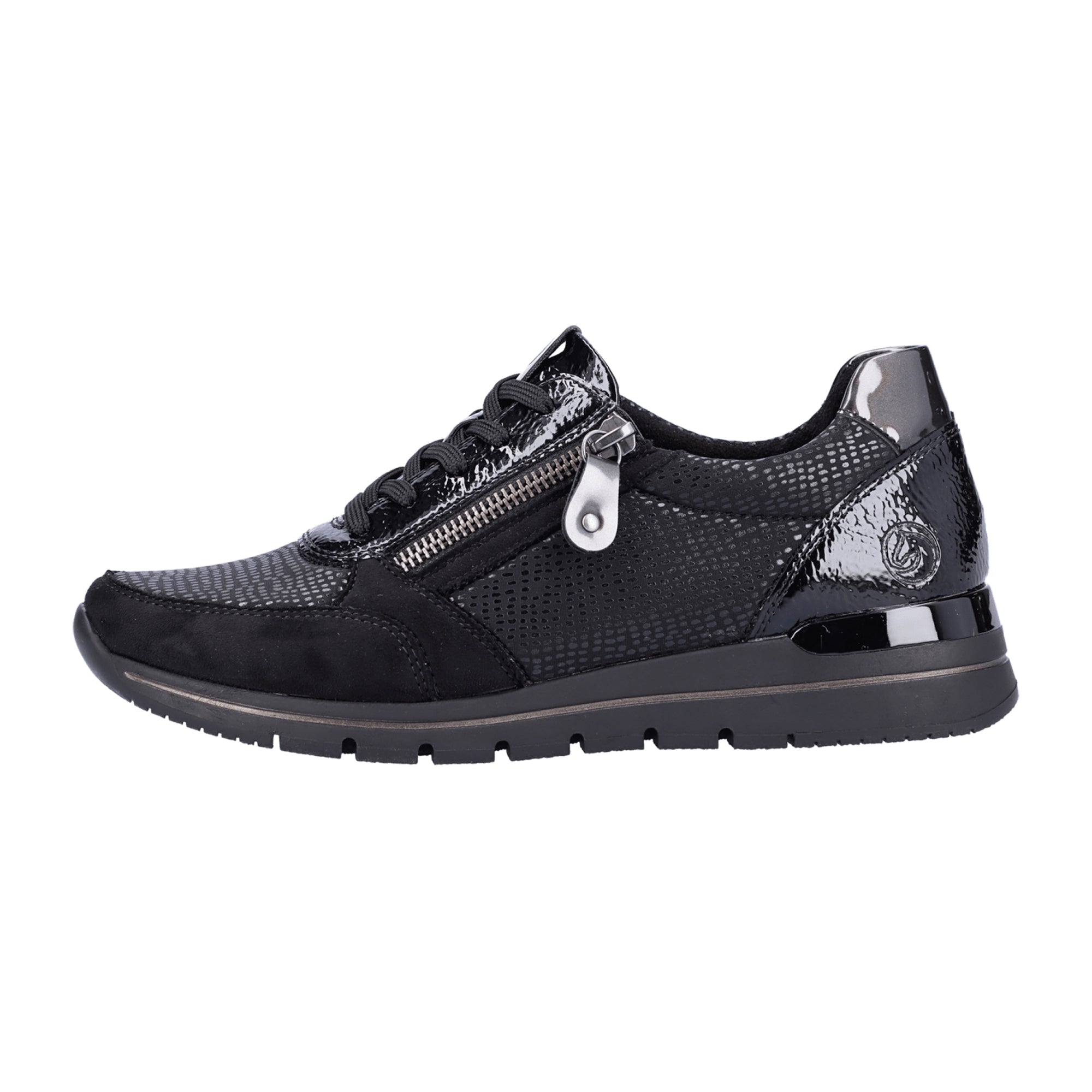 Remonte Women's Black Comfort Lace-Up Shoes Extra Wide Fit with Zipper
