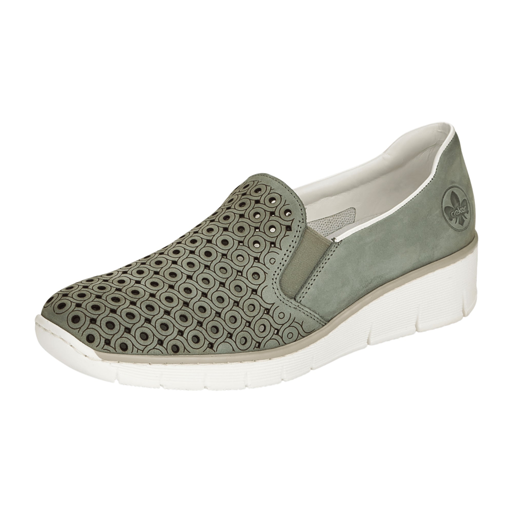 Rieker Women's Green Slip-On Shoes with Comfort Sole and Elastic Insert