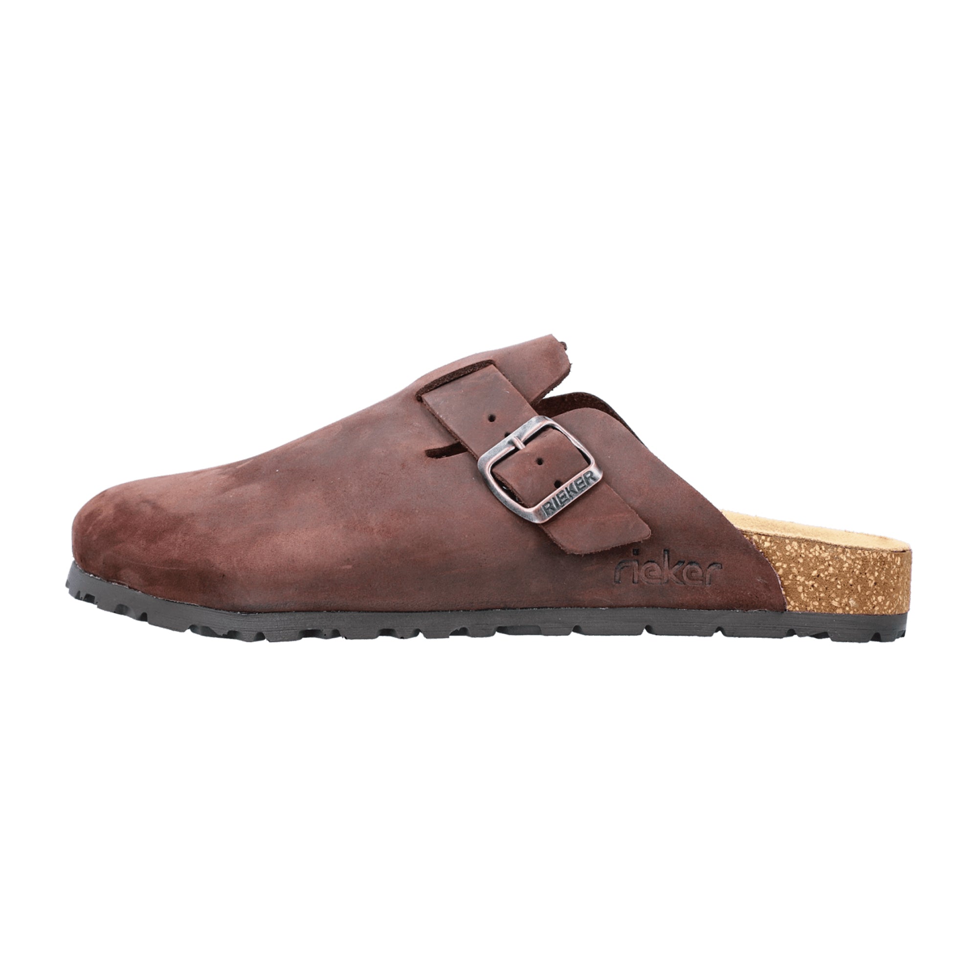Men's Brown Rieker Clogs Nubuck Leather with Buckle Fastening Casual Shoes