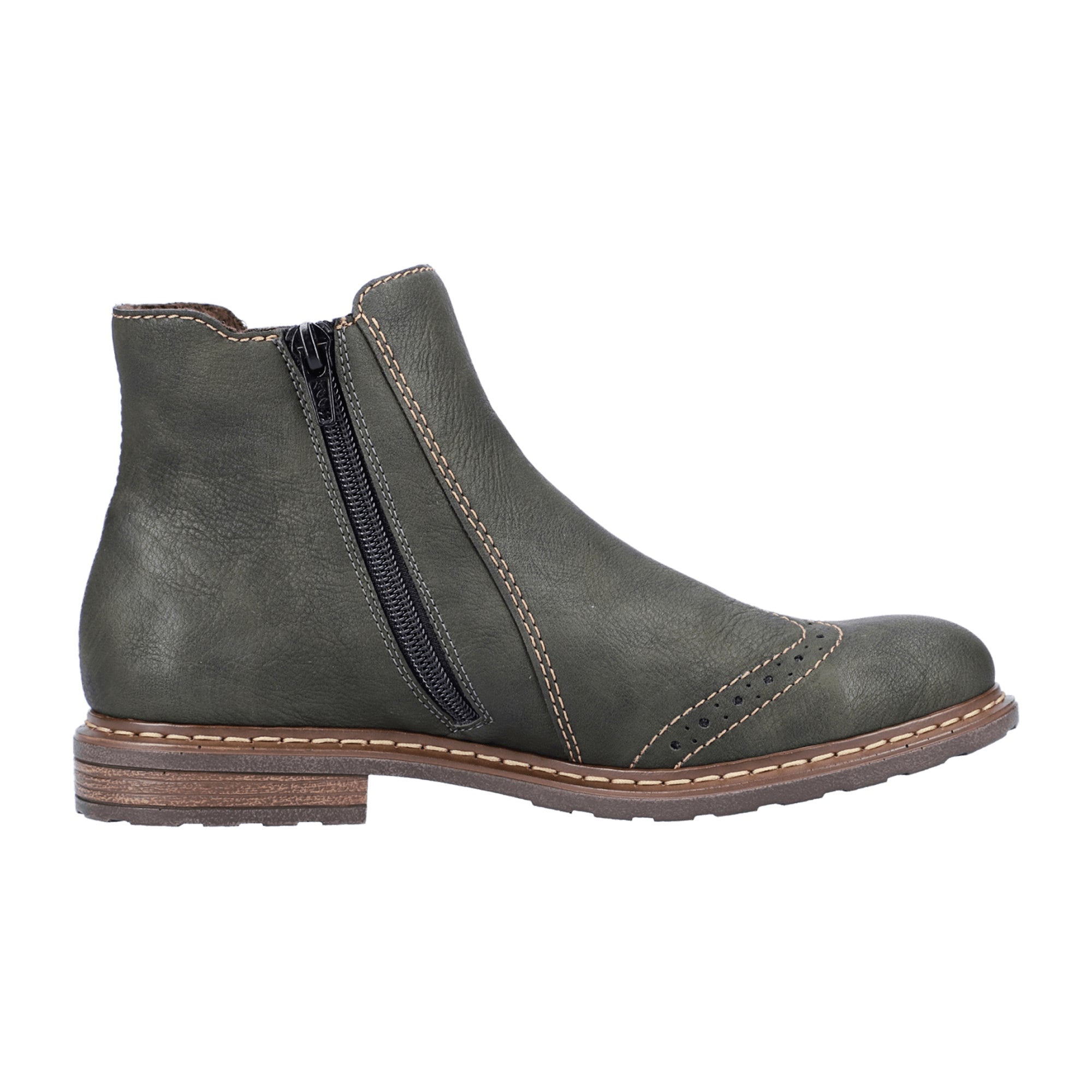 Rieker Women's Green Chelsea Boots with Zipper and Warm Lining for Winter