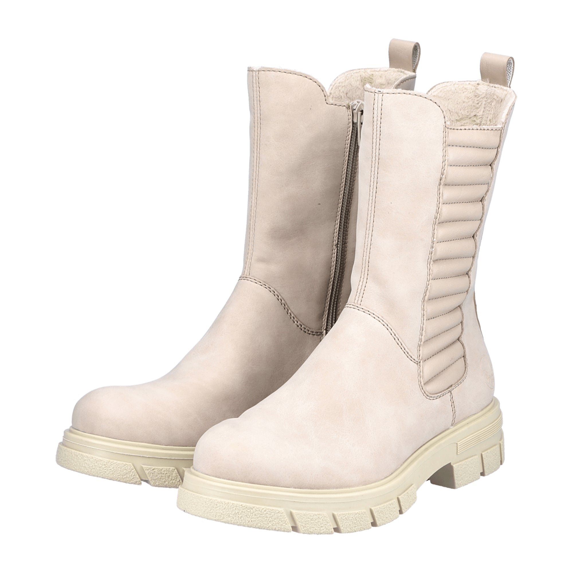 Rieker Women's Beige Warm Lined Chelsea Boots with Zipper Closure