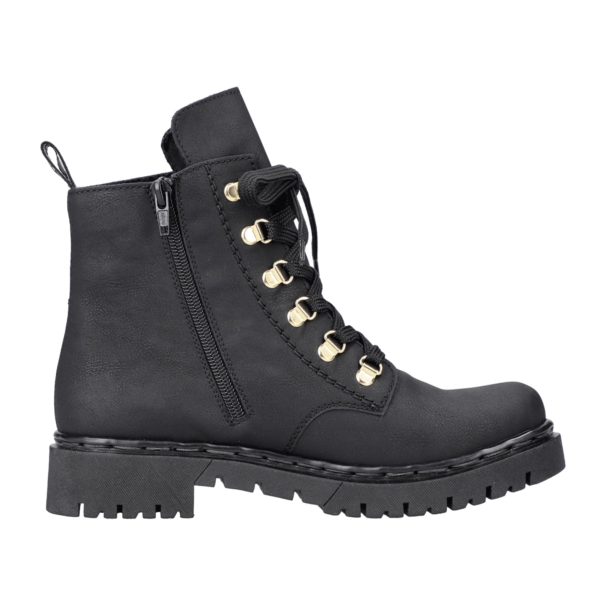 Rieker Women's Black Lace-Up Ankle Boots with Warm Lining for Fall Winter