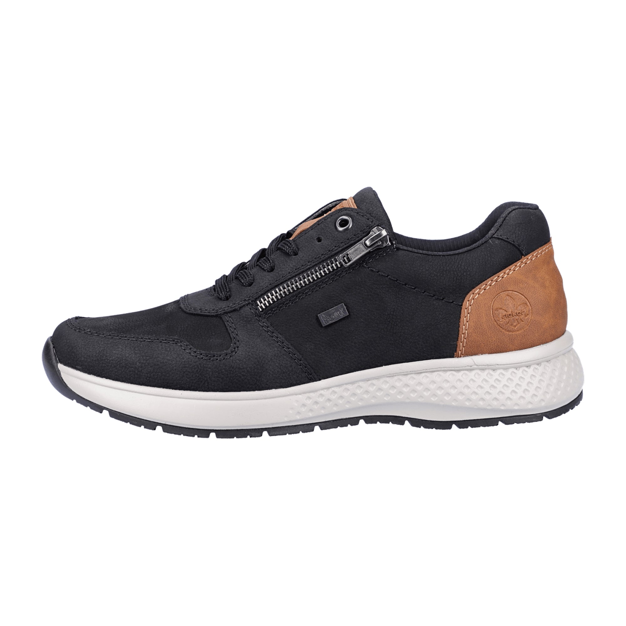 Rieker Men's Black Nubuck Leather Lace-Up Sneakers with Comfort Fit and Grip