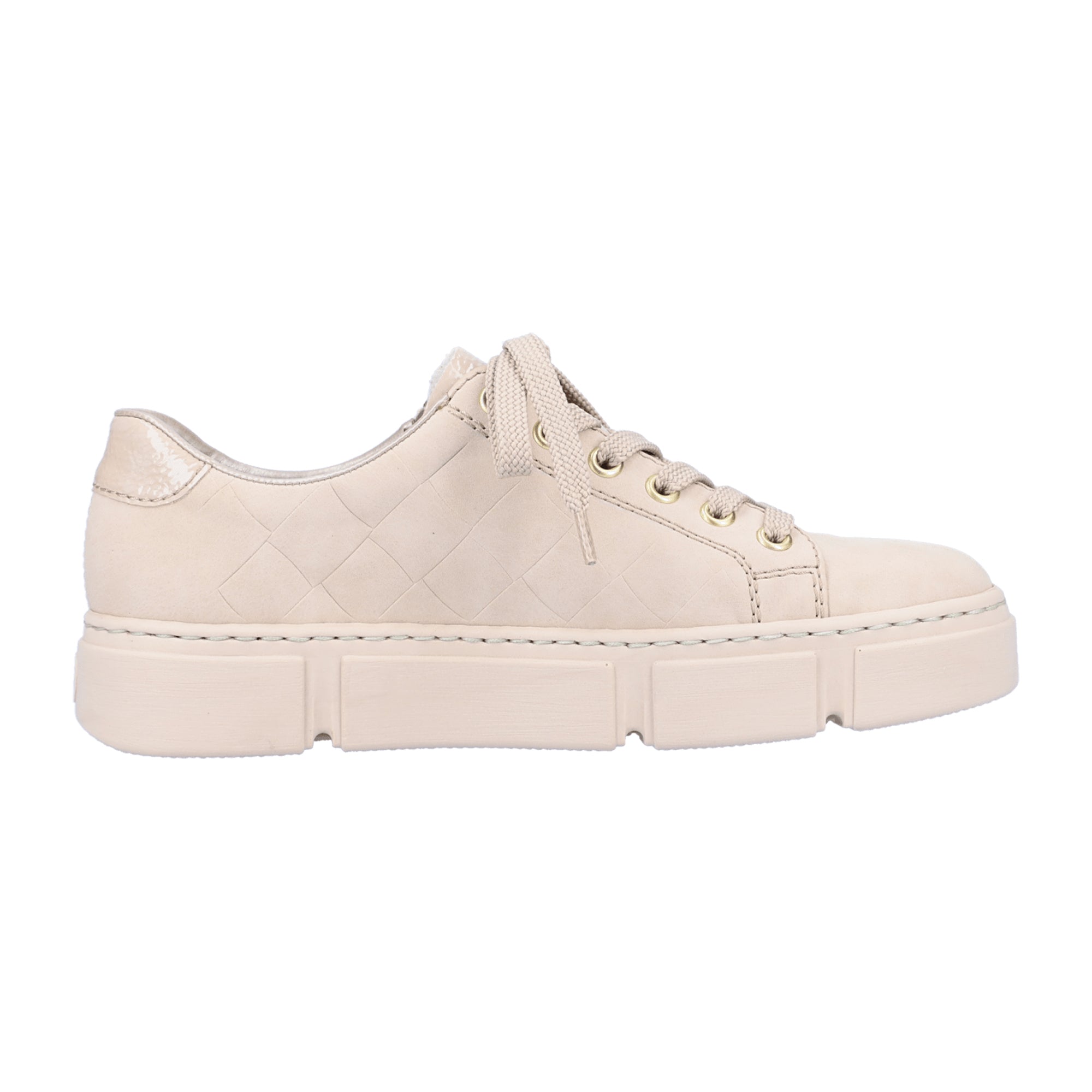 Rieker Beige Women's Sneakers with Zip and Lace Closure, Lightweight Sole