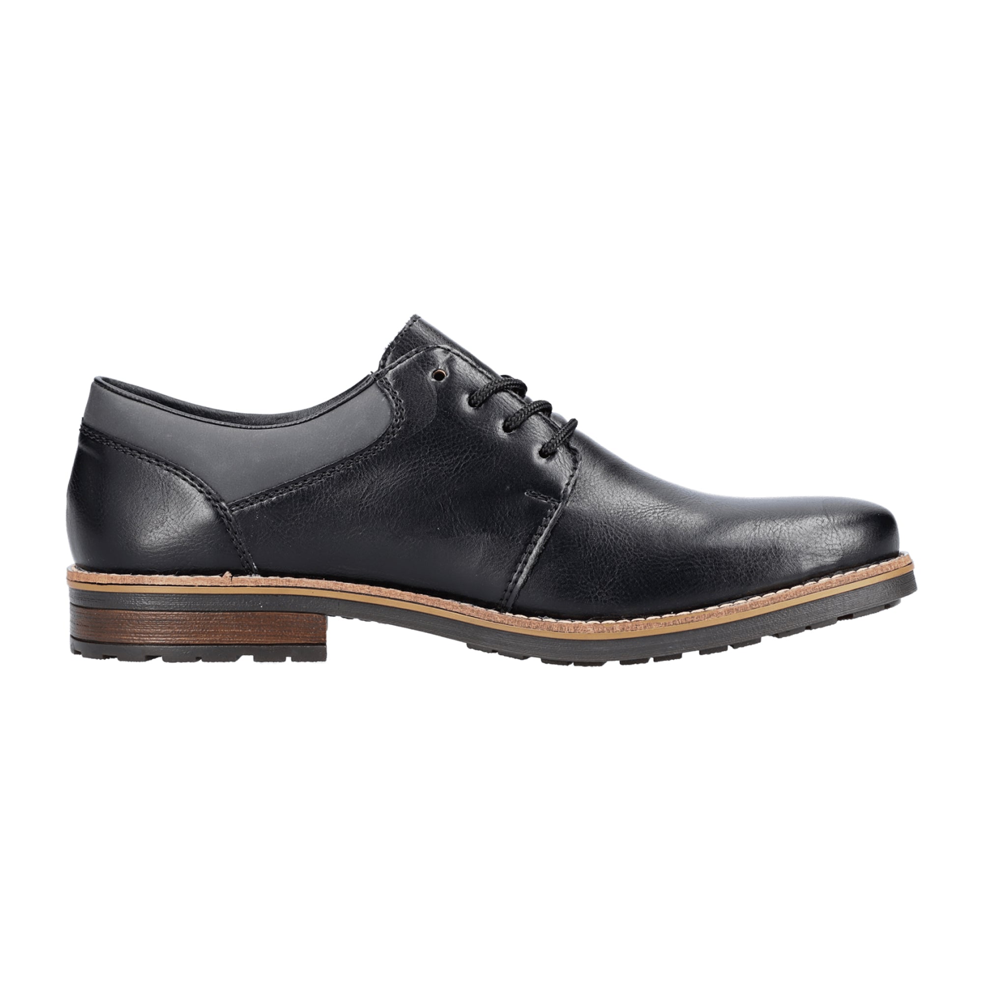 Rieker Black Lace-Up Shoes Comfortable Synthetic Leather Classic Sporty Design