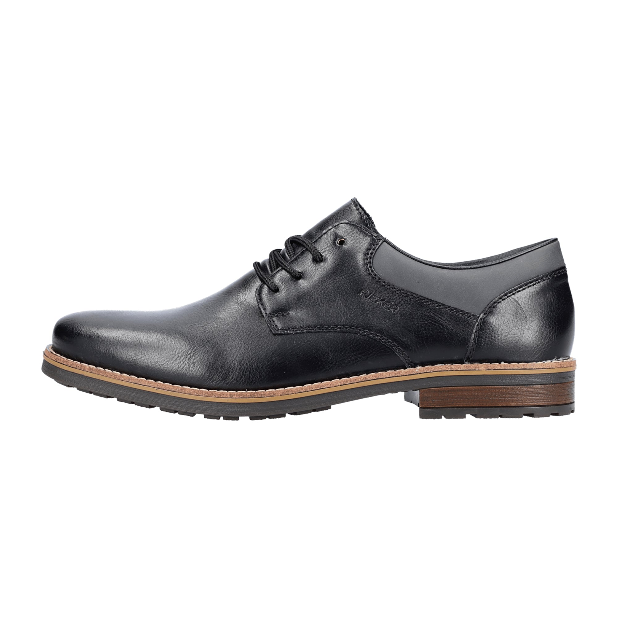 Rieker Black Lace-Up Shoes Comfortable Synthetic Leather Classic Sporty Design