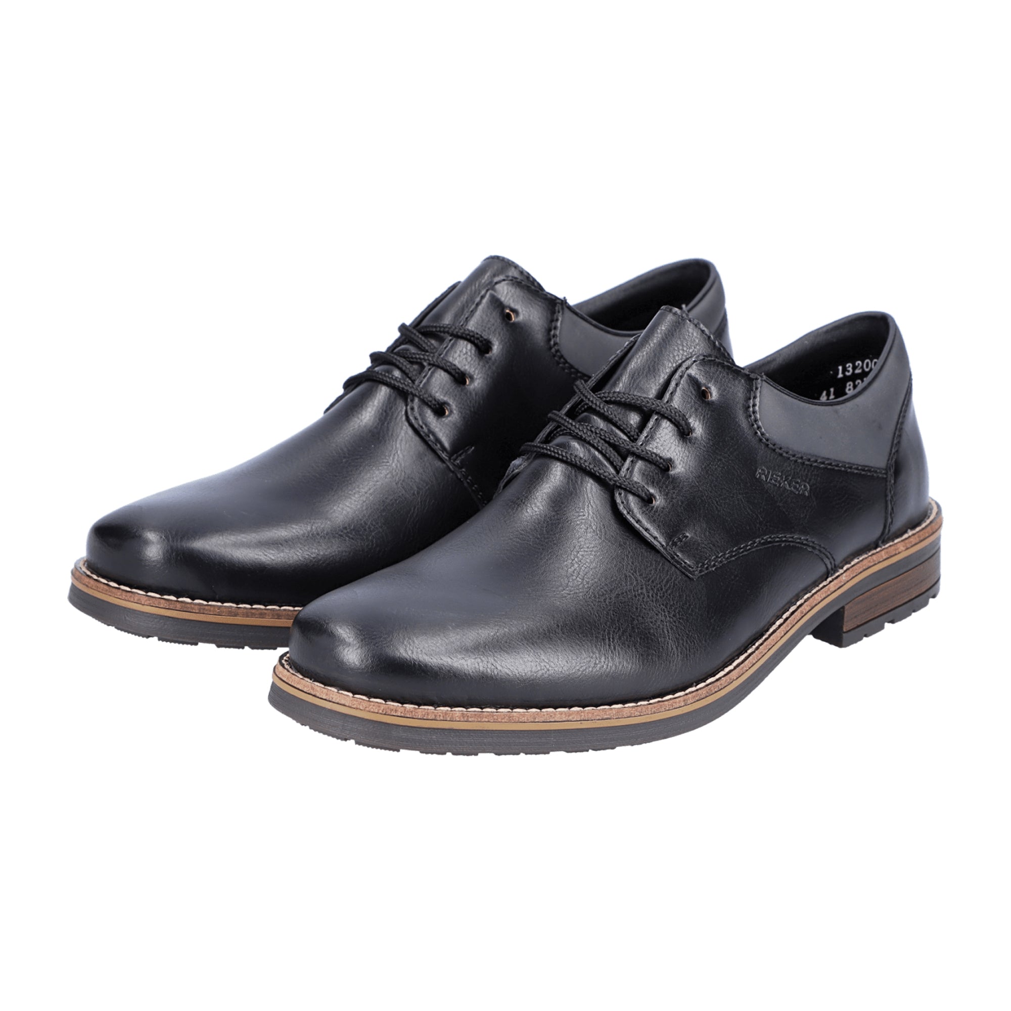 Rieker Black Lace-Up Shoes Comfortable Synthetic Leather Classic Sporty Design