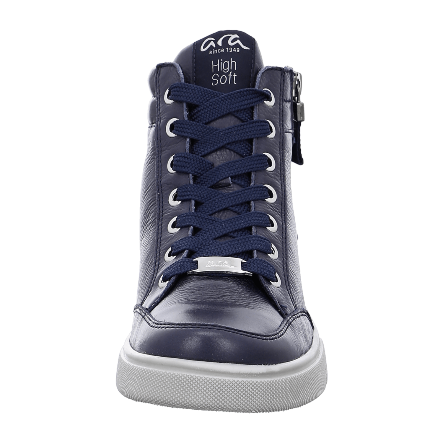 ARA ROM Women's Sneakers in Blue Smooth Leather with Lace-Up Closure and Round Toe