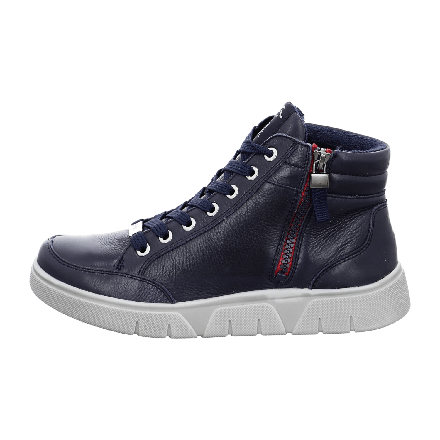 ARA ROM Women's Sneakers in Blue Smooth Leather with Lace-Up Closure and Round Toe