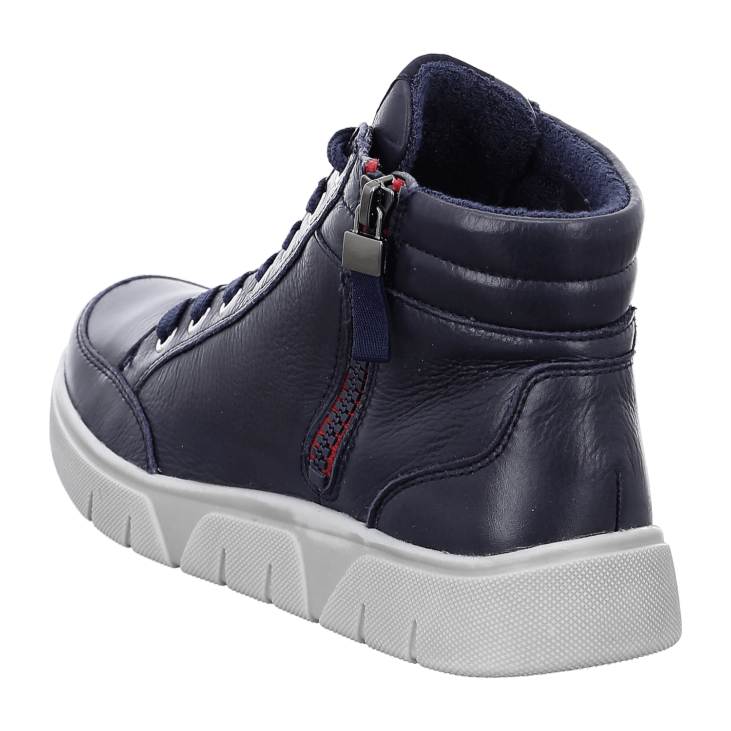 ARA ROM Women's Sneakers in Blue Smooth Leather with Lace-Up Closure and Round Toe
