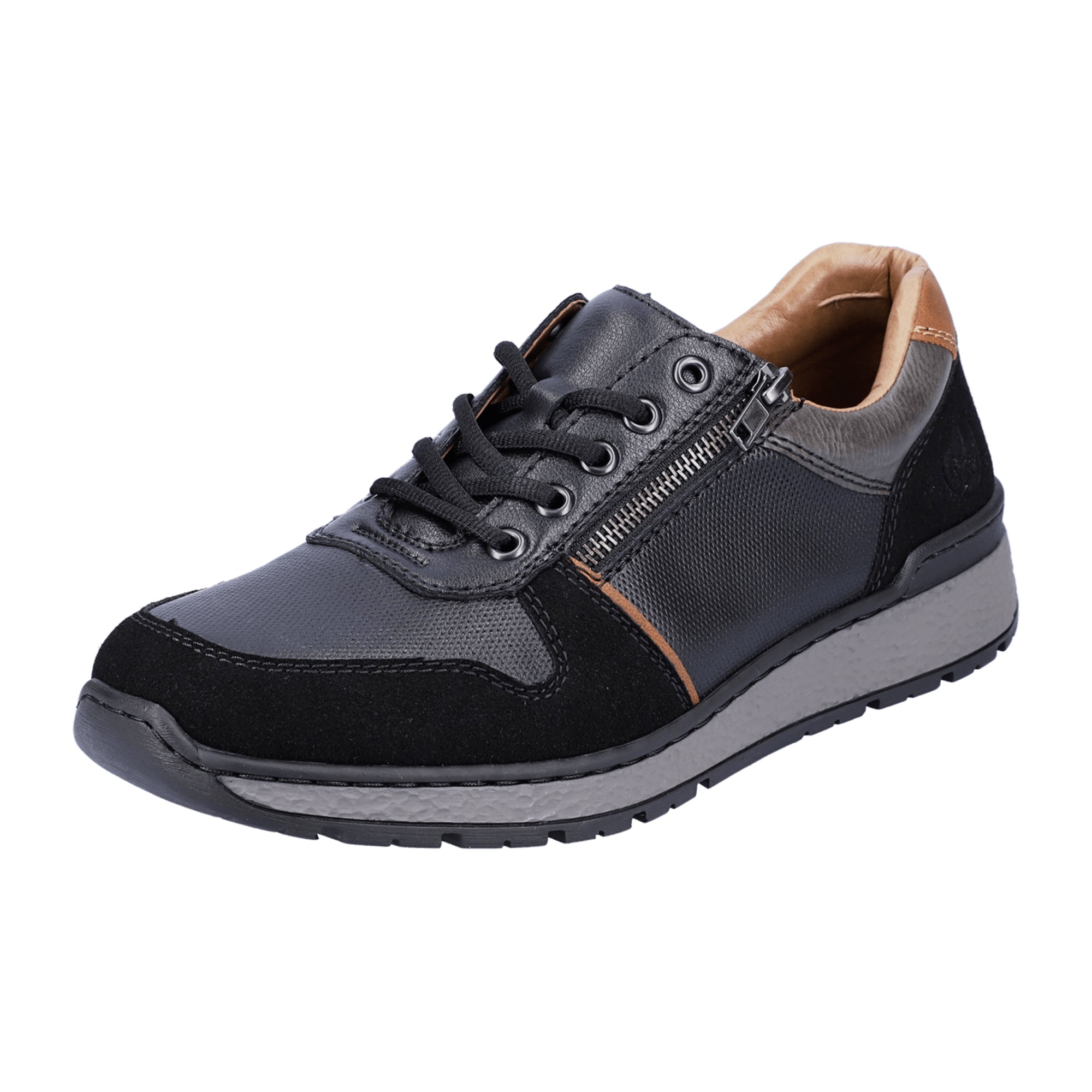 Rieker HWK Men's Black Synthetic Leather Sneakers with Cushioned Sole