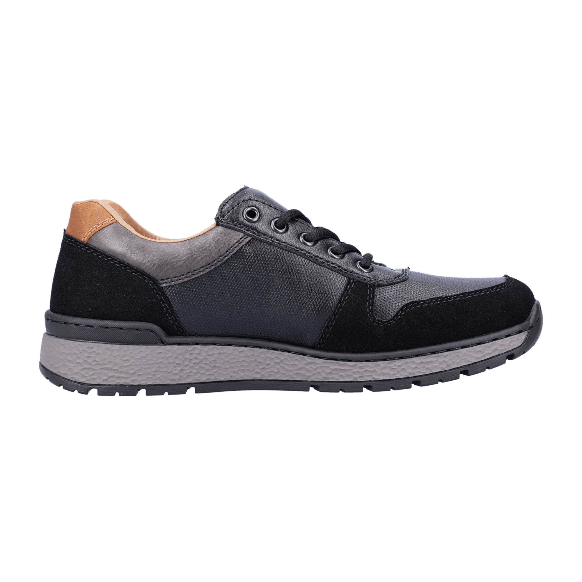 Rieker HWK Men's Black Synthetic Leather Sneakers with Cushioned Sole