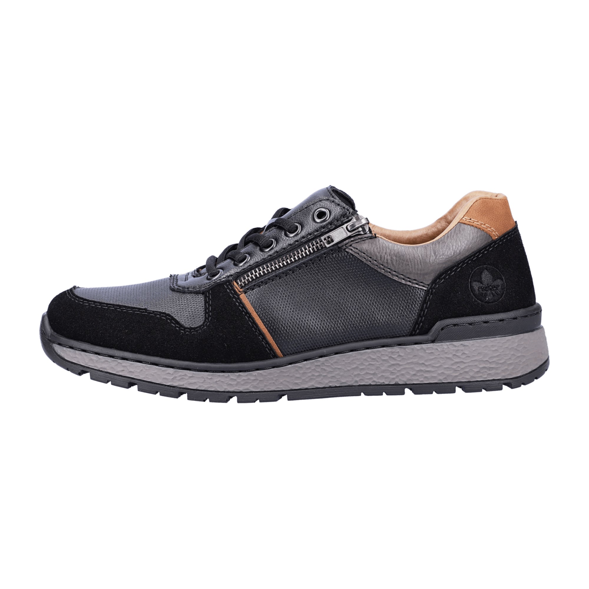 Rieker HWK Men's Black Synthetic Leather Sneakers with Cushioned Sole