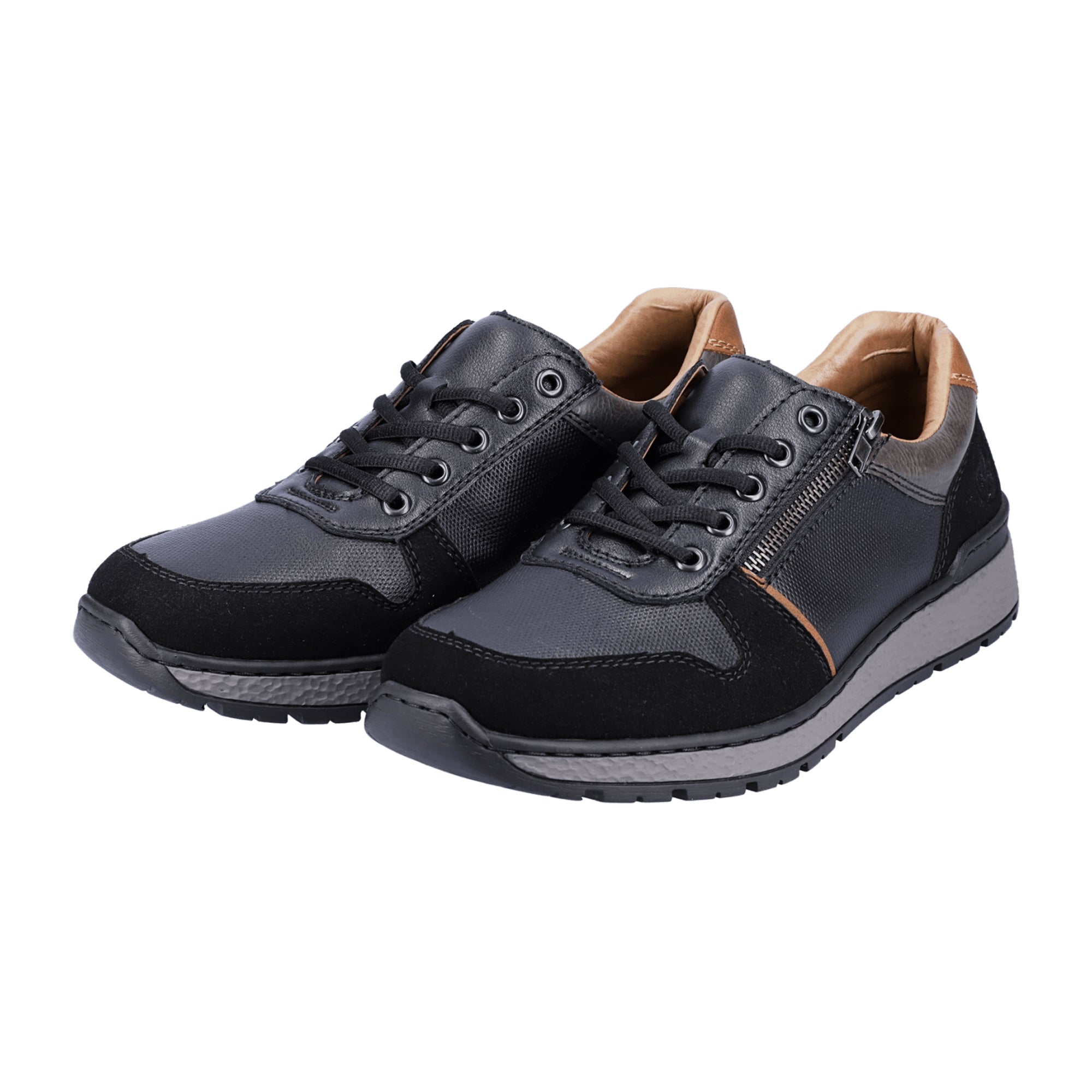 Rieker HWK Men's Black Synthetic Leather Sneakers with Cushioned Sole