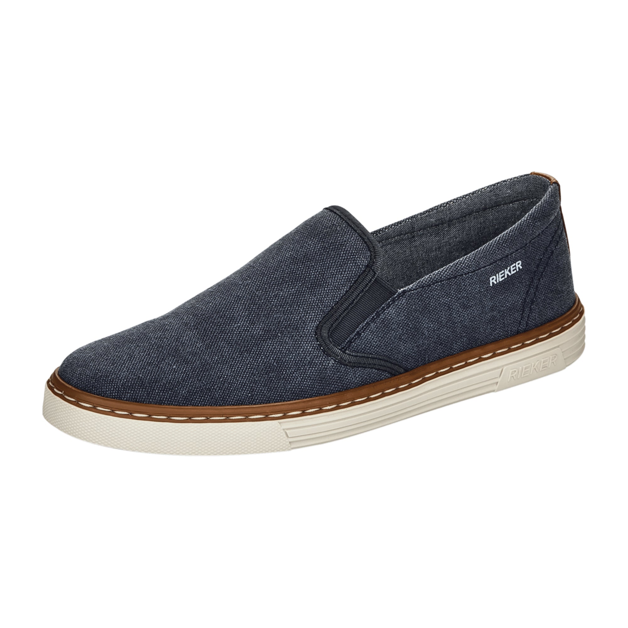 Rieker Men's Classic Blue Slip-On Shoes Comfortable Flat Casual Footwear