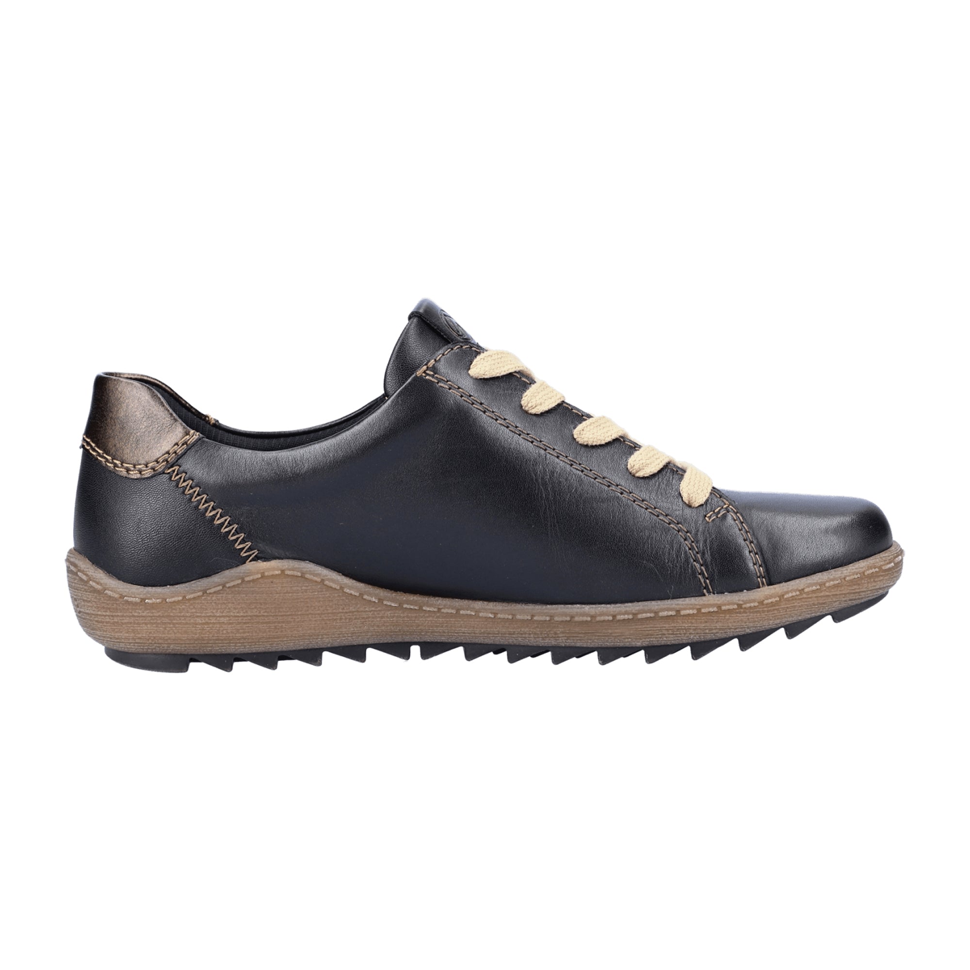 Remonte R1426-02 Women's Black Leather Waterproof Lace-Up Shoes