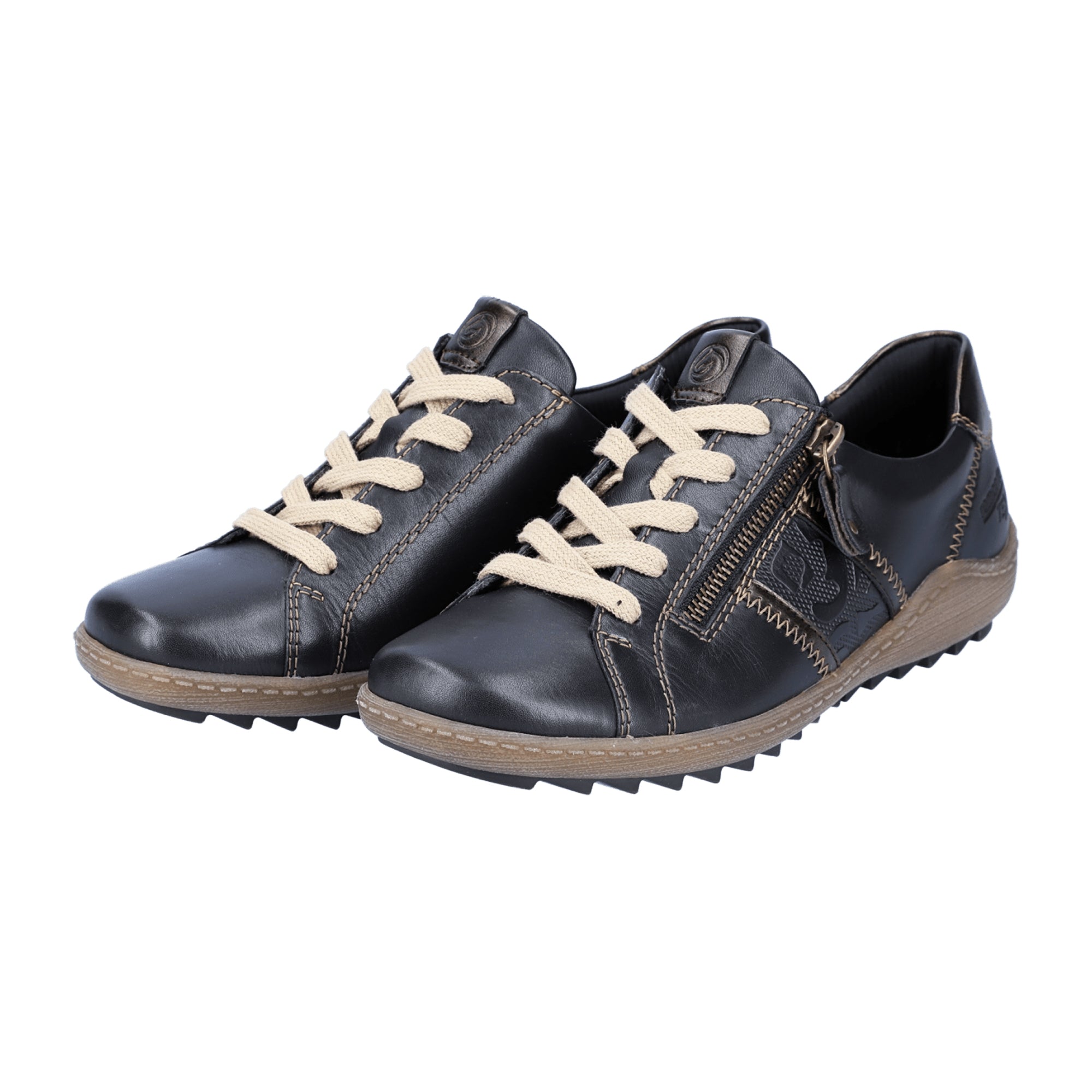 Remonte R1426-02 Women's Black Leather Waterproof Lace-Up Shoes