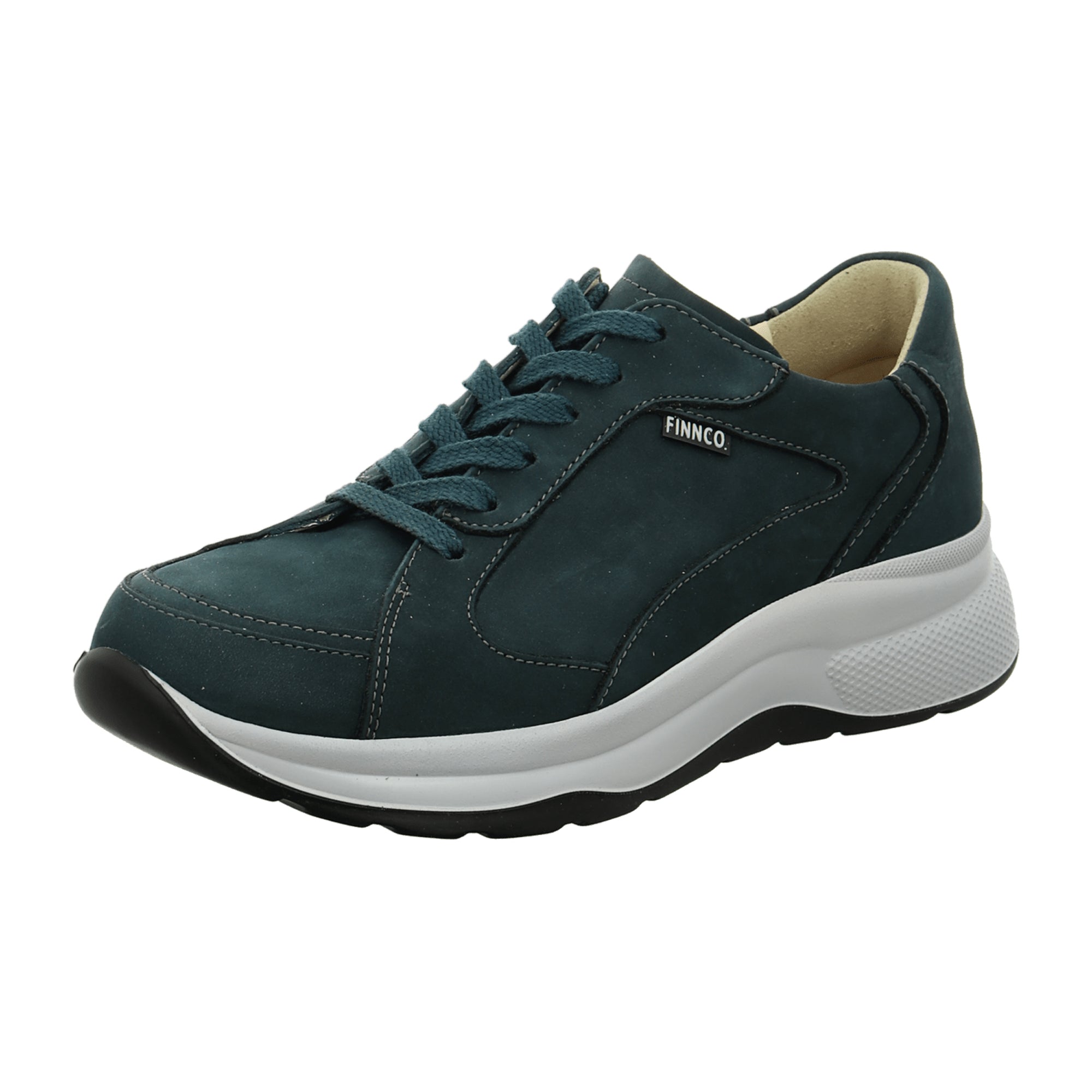 Finn Comfort Piccadilly Men's Comfortable Lace-up Shoes in Petrol Blue Oil Nubuck Leather