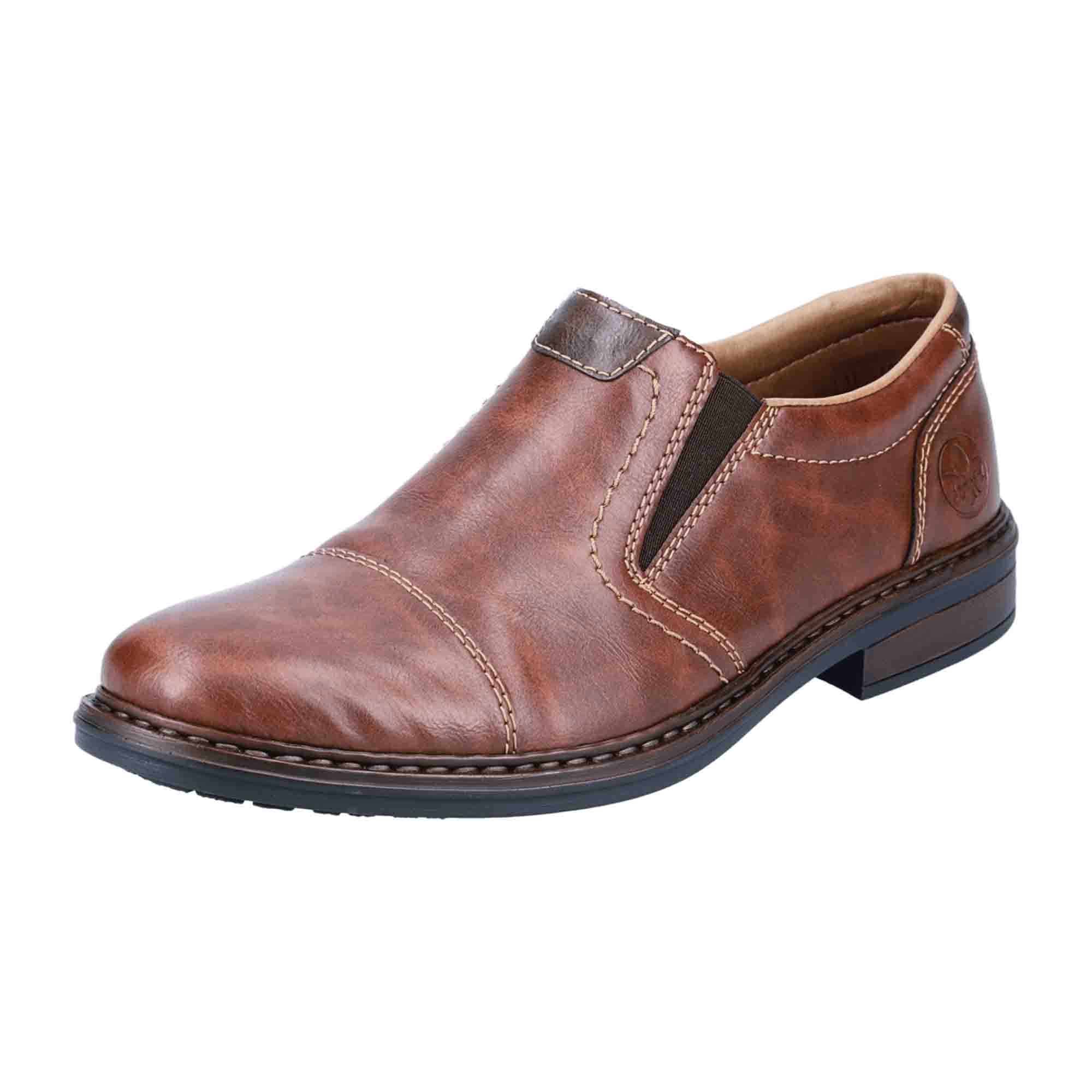 Rieker Brown Slip-On Shoes Comfortable Wide Fit Synthetic Upper Flat Heel